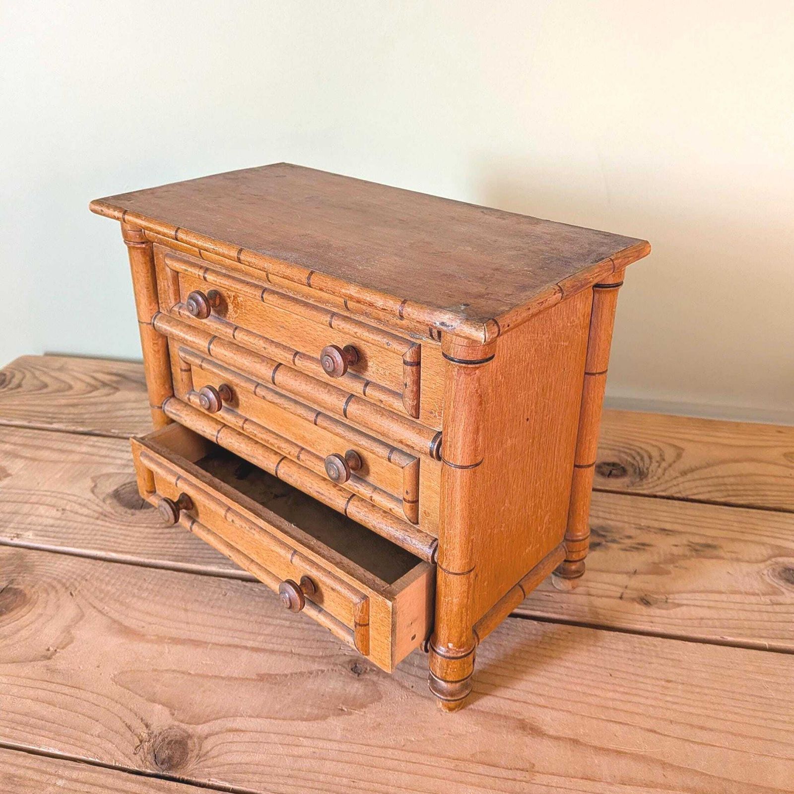 An Antique French Miniature Chest Of Drawers Possibly An Apprentice Piece C1900 photo for sale