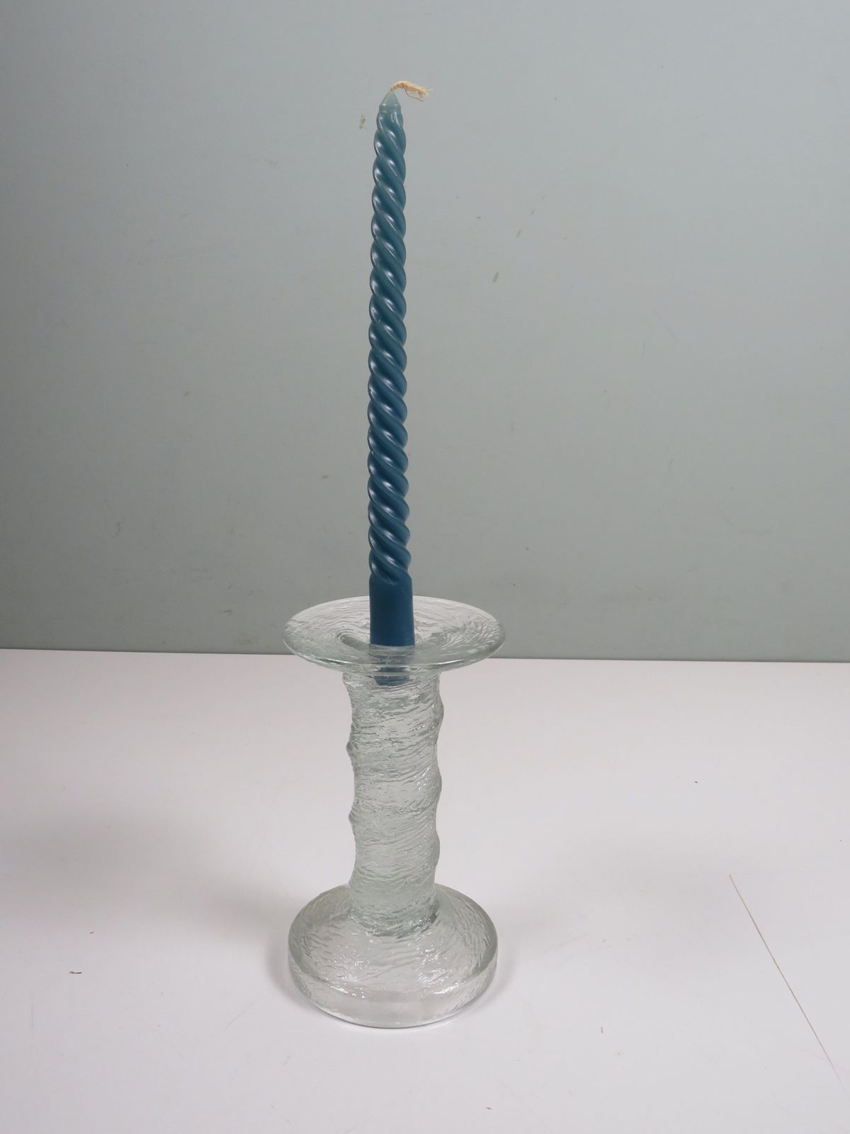Scandinavian Ice Glass Candle Holder, Finnish Design, 1960s photo for sale