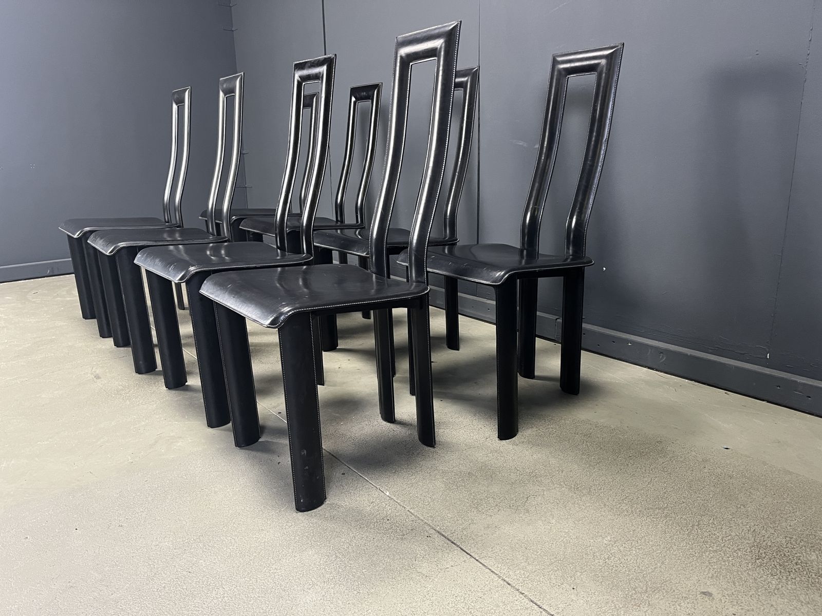 1500.0 Italian Model Regia Dining Chairs By Antonello Mosca For Ycami, 1980s, Set Of 8 photo