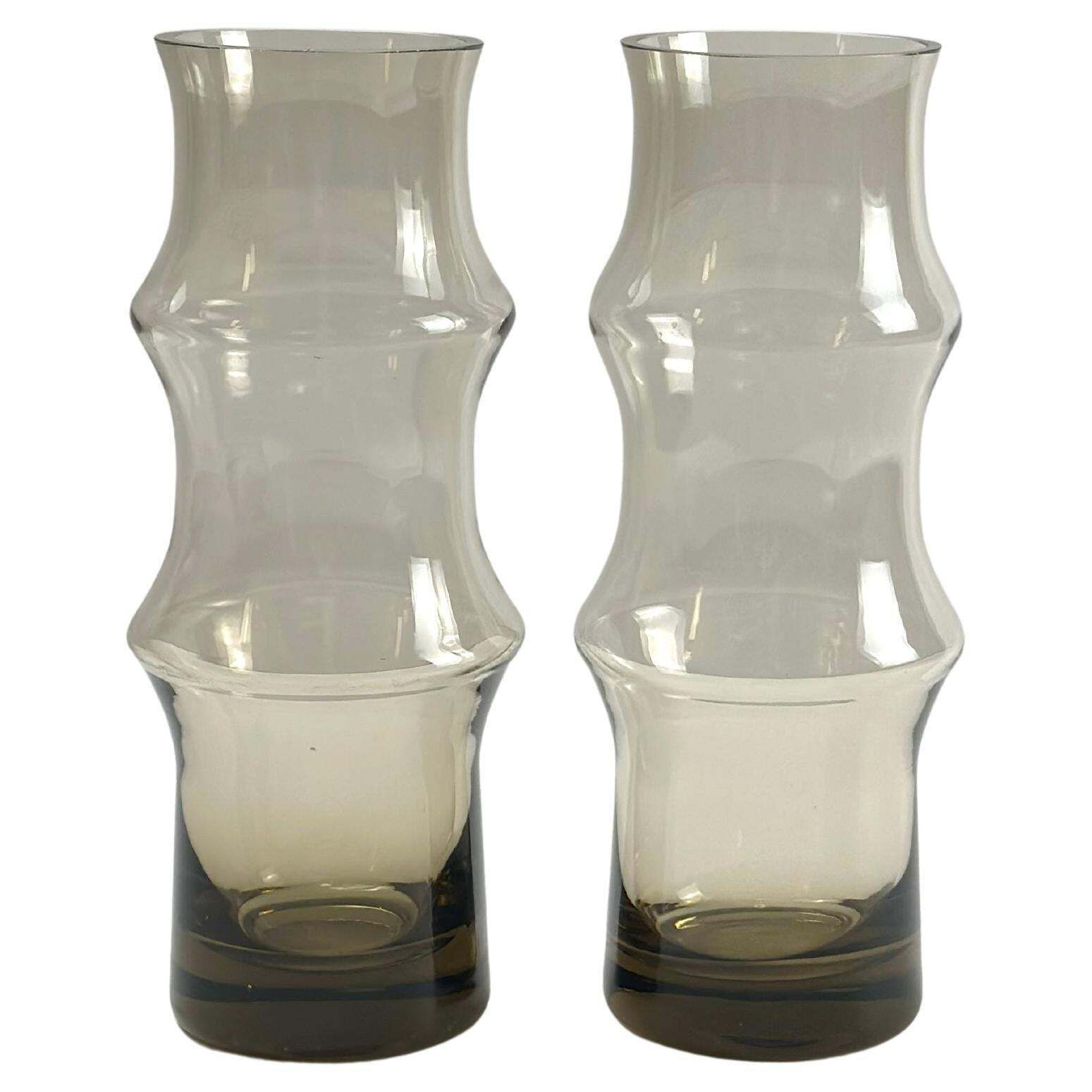 Pair Of Vintage Smoked Glass Vases, Eastern Europe, 1960s