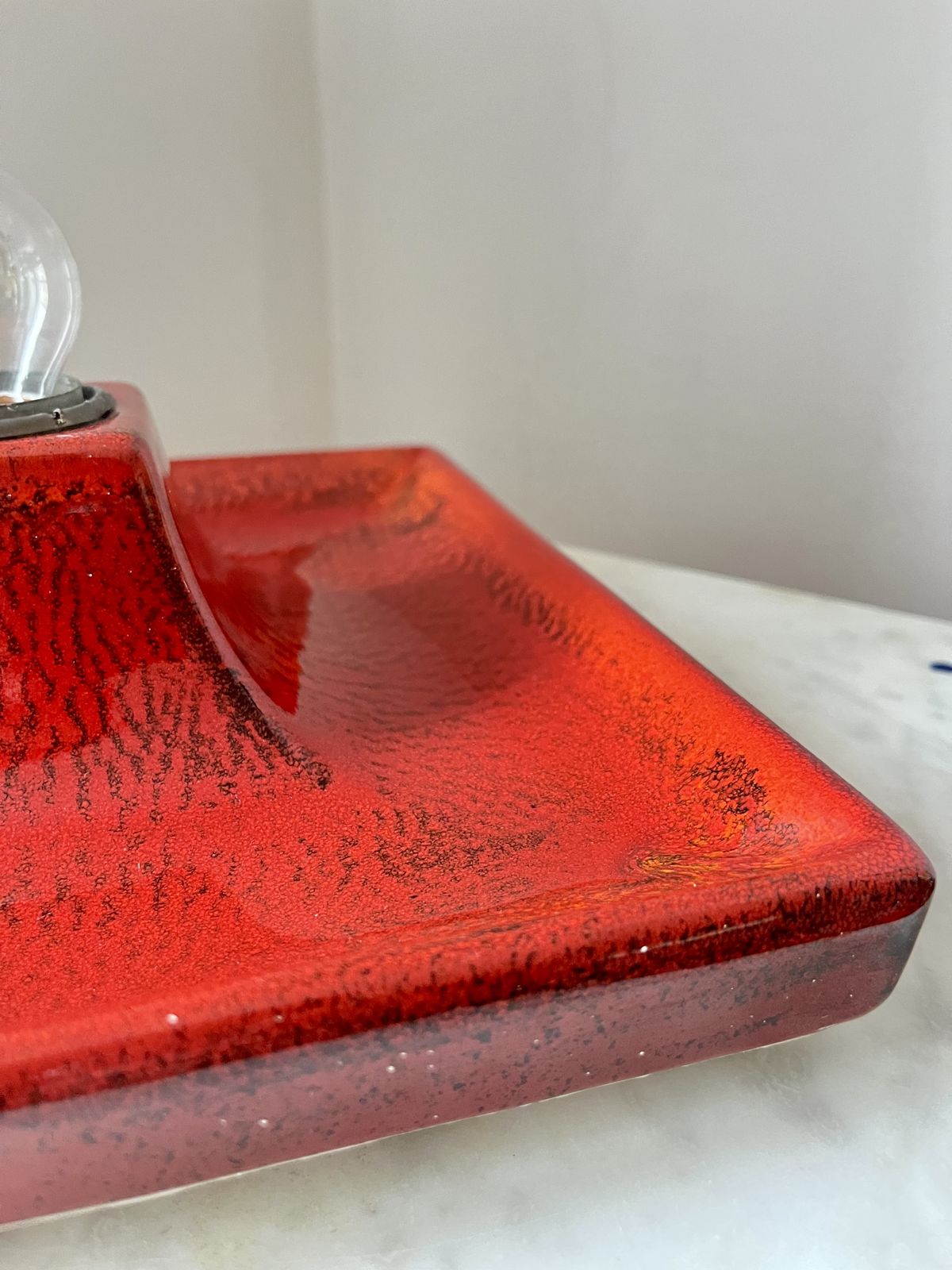 Vintage Square Red Ceramic Fat Lava Wall Lamp By Hustadt Leuchten, Germany, 1970s photo buy