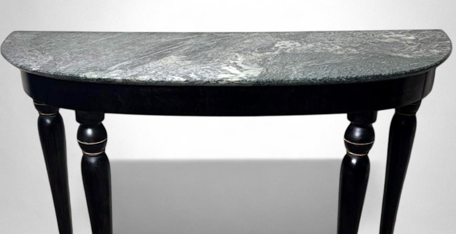 Italian Console Table 1950s In Ebonized Wood And Verde Alpi Marble photo buy