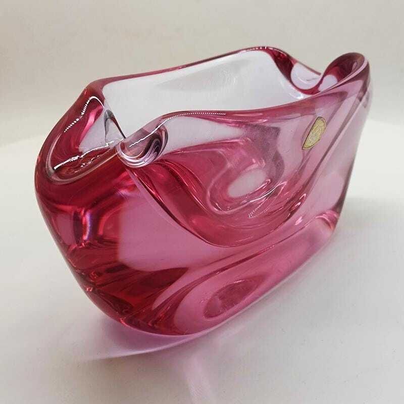 1950s Big Rare Total Purple Ashtray Or Catch All In Murano Glass. 18 Cm   7.08 Inches photo vinterior