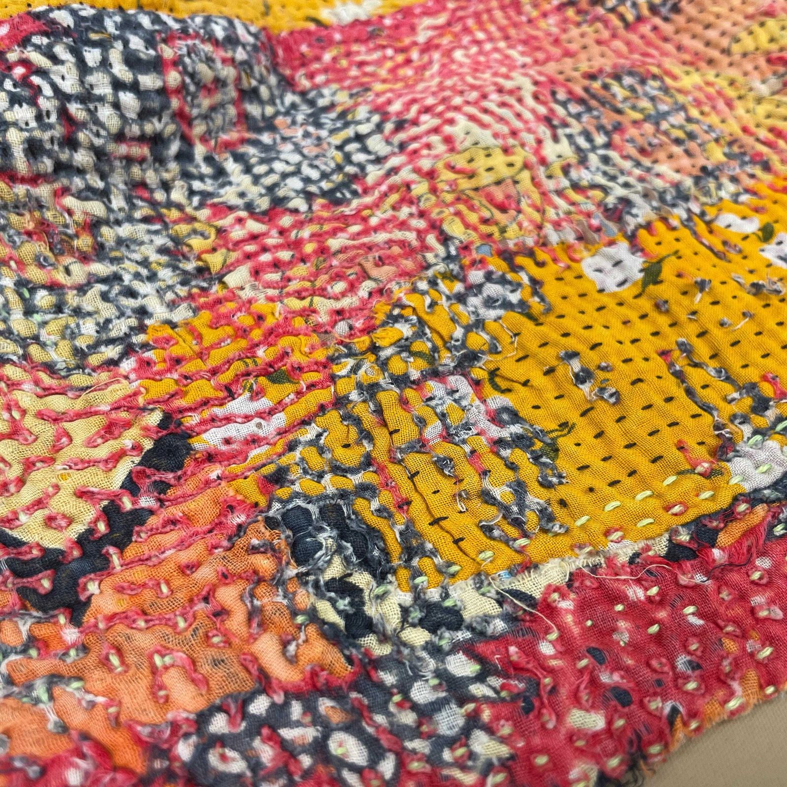 photo buy Indian Fabric Table Runner Hand Embroidered Pattern Tapestry Cotton Handmade Craft Traditional Cloth India Stitched Rectangle 97x33cm