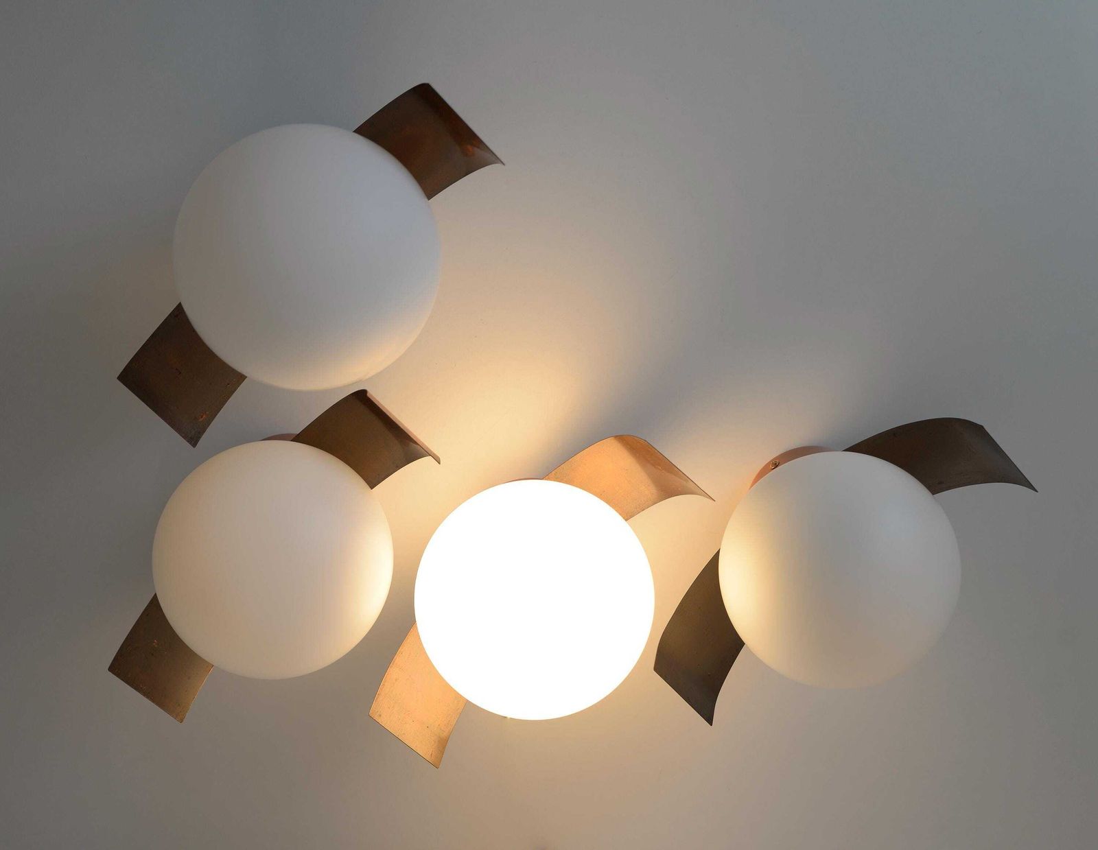 Vintage Wall Lamps / 1 Of 4 / Brutalist Sconces / Copper Ceiling Light / Mid Century Sputnik Light Fixture / Yugoslavia 1970's / photo vinterior