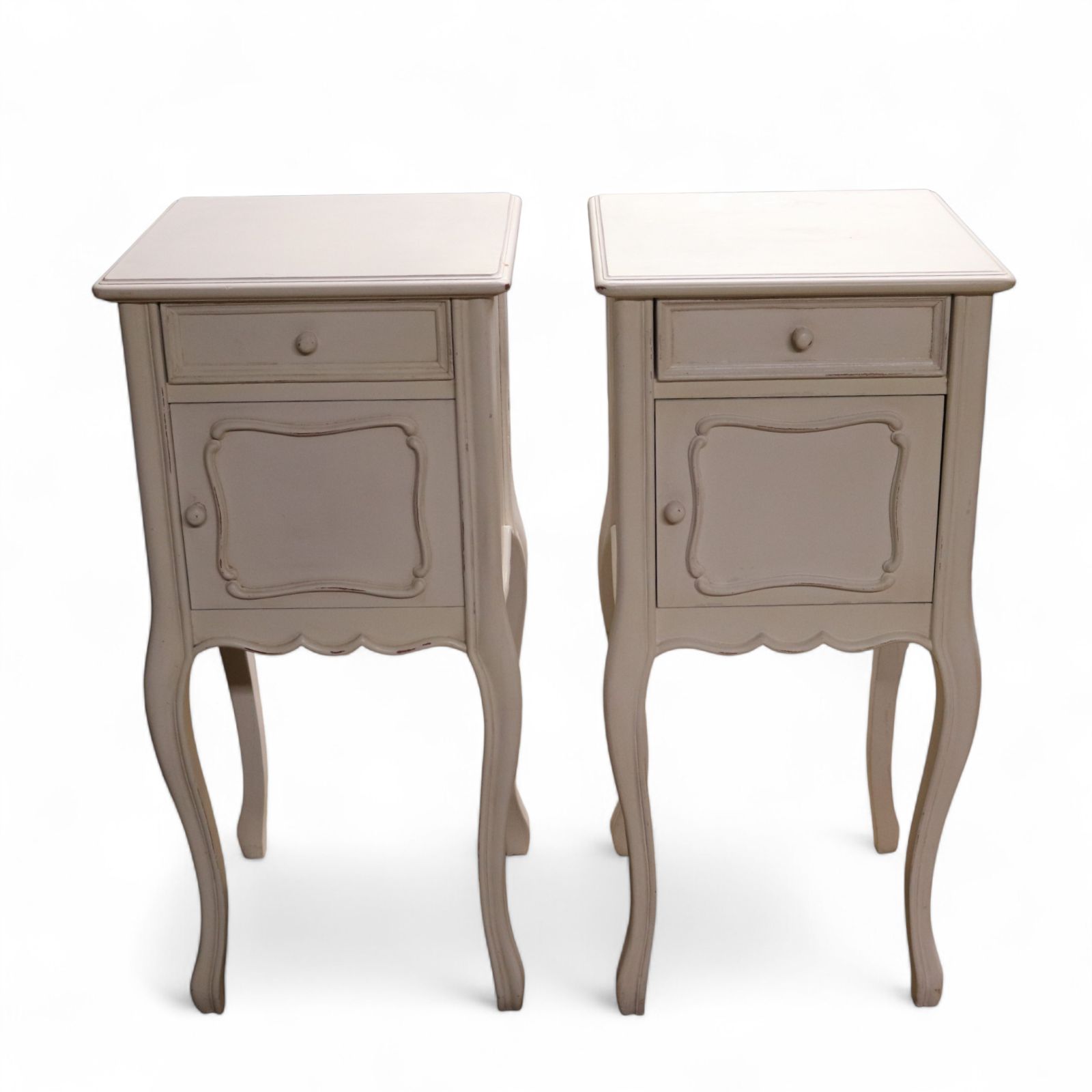 Pair Of Vintage White Painted French Provincial Country Style Bedside Cabinets photo furniture