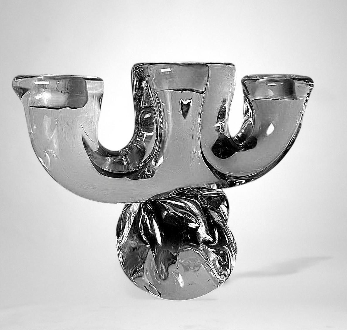 Art Deco French Crystal Candle Holder Crystal De Vannes Style photo for sale