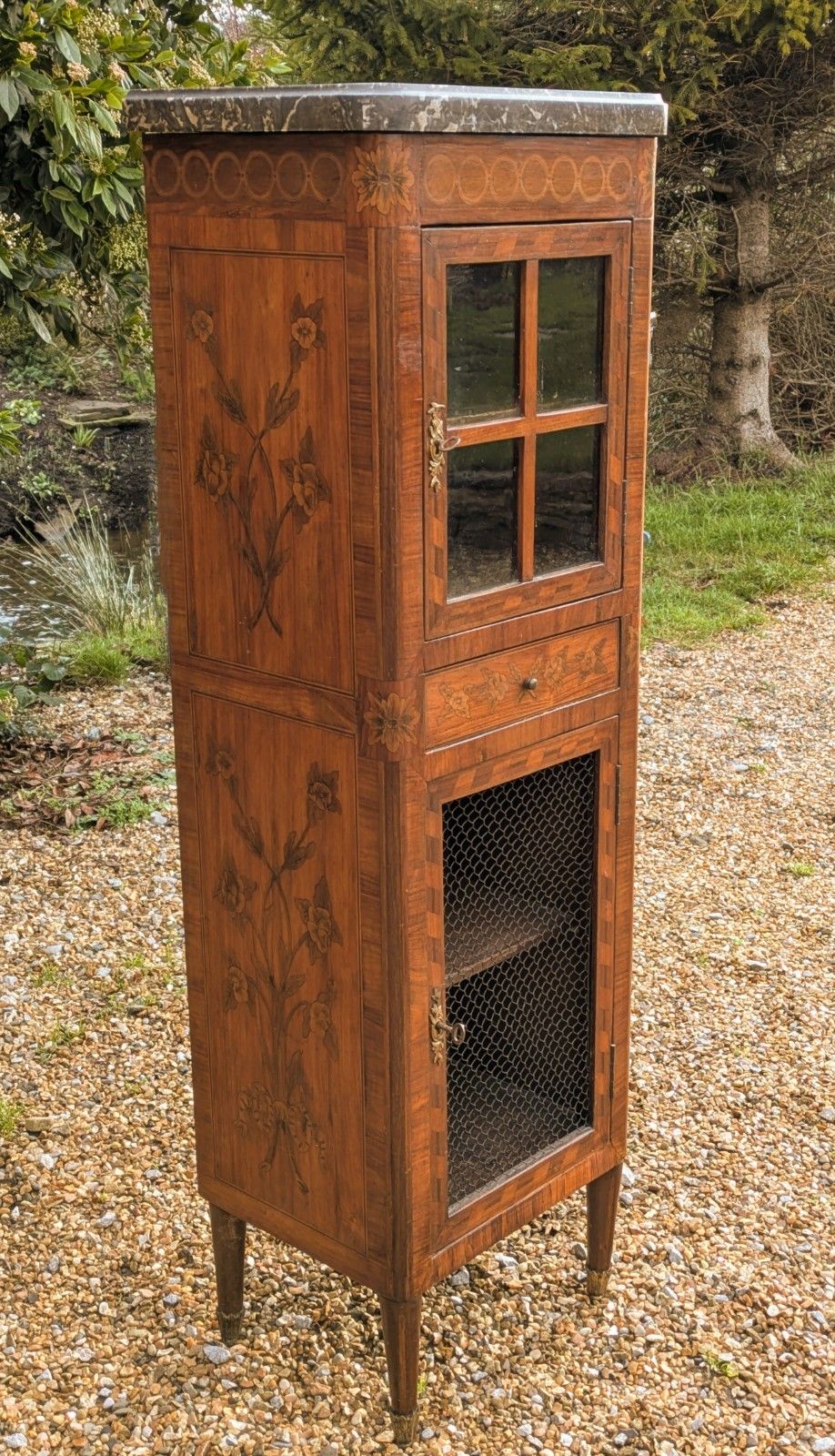 Rare 18th Century French Kingwood & Marble Side Cabinet photo vinterior