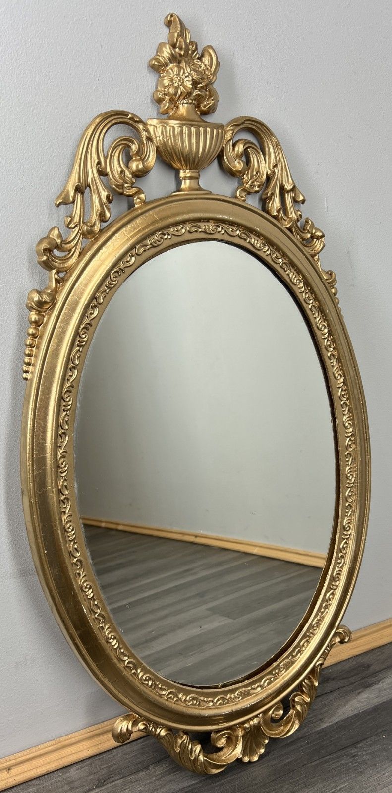 Mirror Vintage French Ornate Oval Wall Mirror Gold Finish Wall Decor Lot 4715