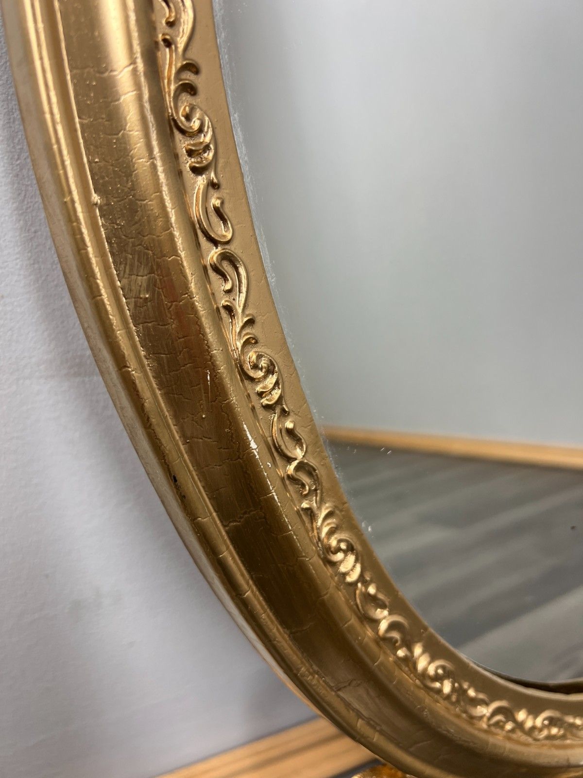 Mirror Vintage French Ornate Oval Wall Mirror Gold Finish Wall Decor Lot 4715 photo vinterior