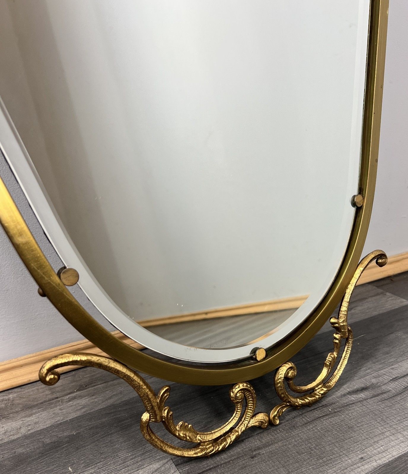 Mirror Vintage French Ornate Metal Wall Mirror Gold Finish Wall Decor Lot 4710 photo vinterior
