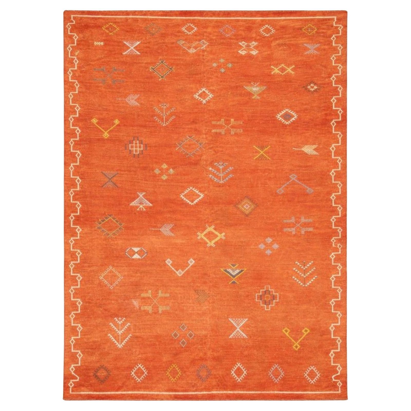 Vintage Kilim Rug Moroccan Orange Geometric Handmade Flatweave Carpet Livingroom
