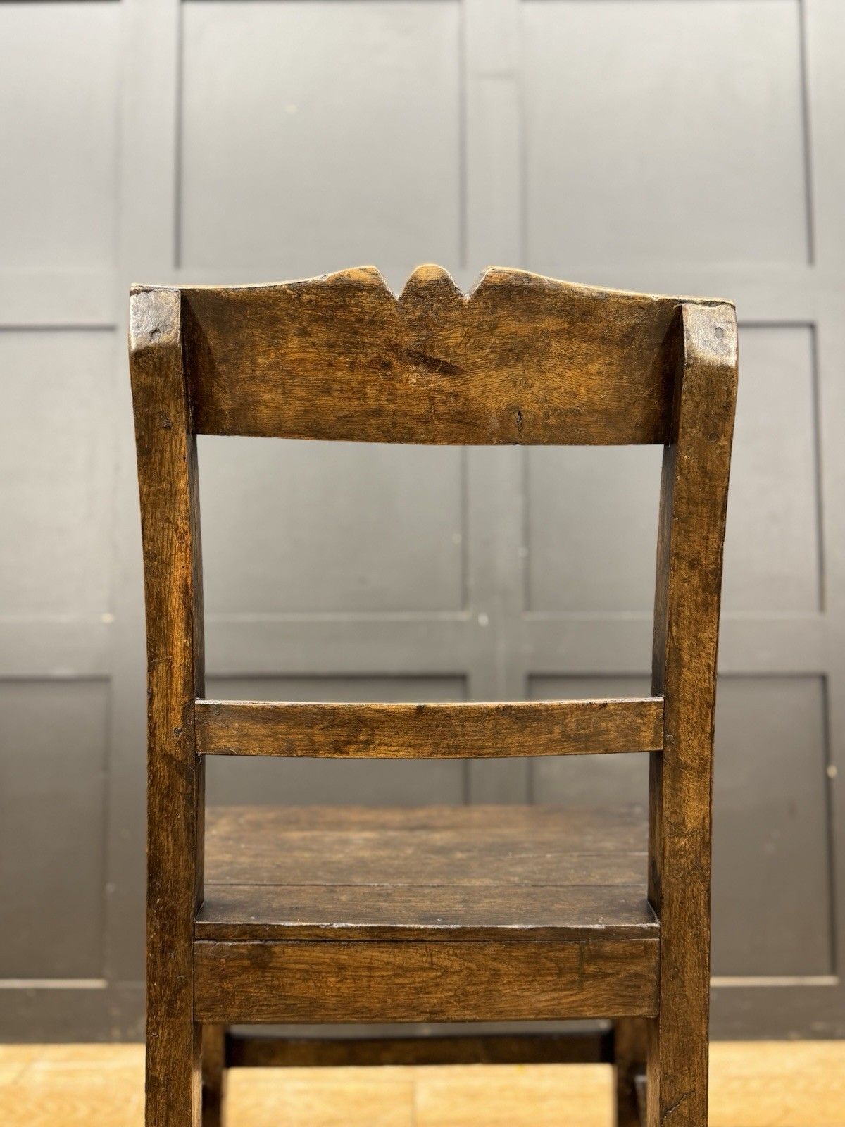 photo vinterior Antique Oak Slat Back Kitchen Dining Chair Primitive Country Georgian Period