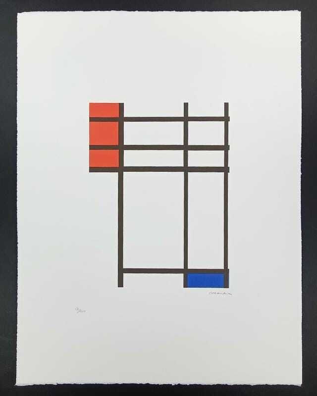 1970s Piet Mondrian Limited Edition Lithograph Numbered In Pencil.