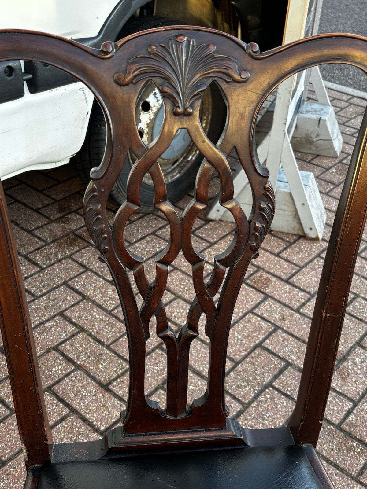Edwardian Chippendale Revival Mahogany Dining Chairs. With New Upholstery. photo vinterior