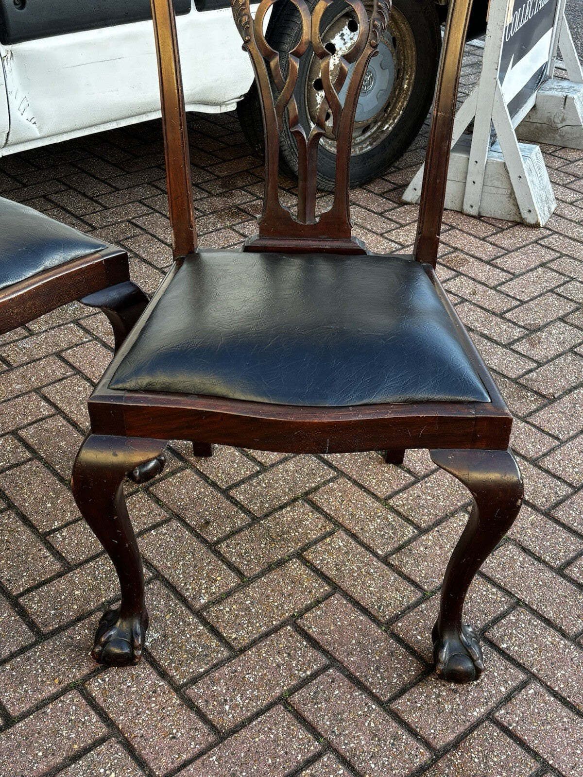 Edwardian Chippendale Revival Mahogany Dining Chairs. With New Upholstery. photo buy