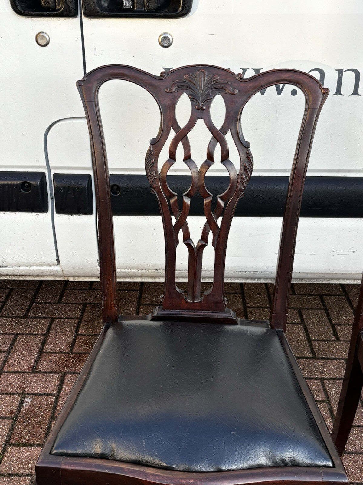 Edwardian Chippendale Revival Mahogany Dining Chairs. With New Upholstery. photo vintage
