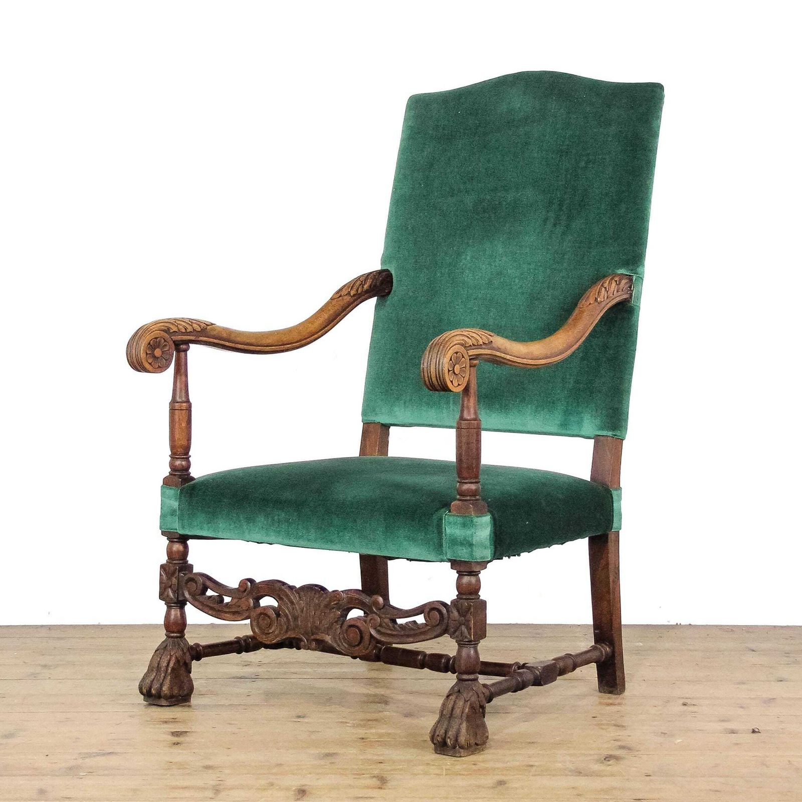 Antique Victorian Green Upholstered Armchair
