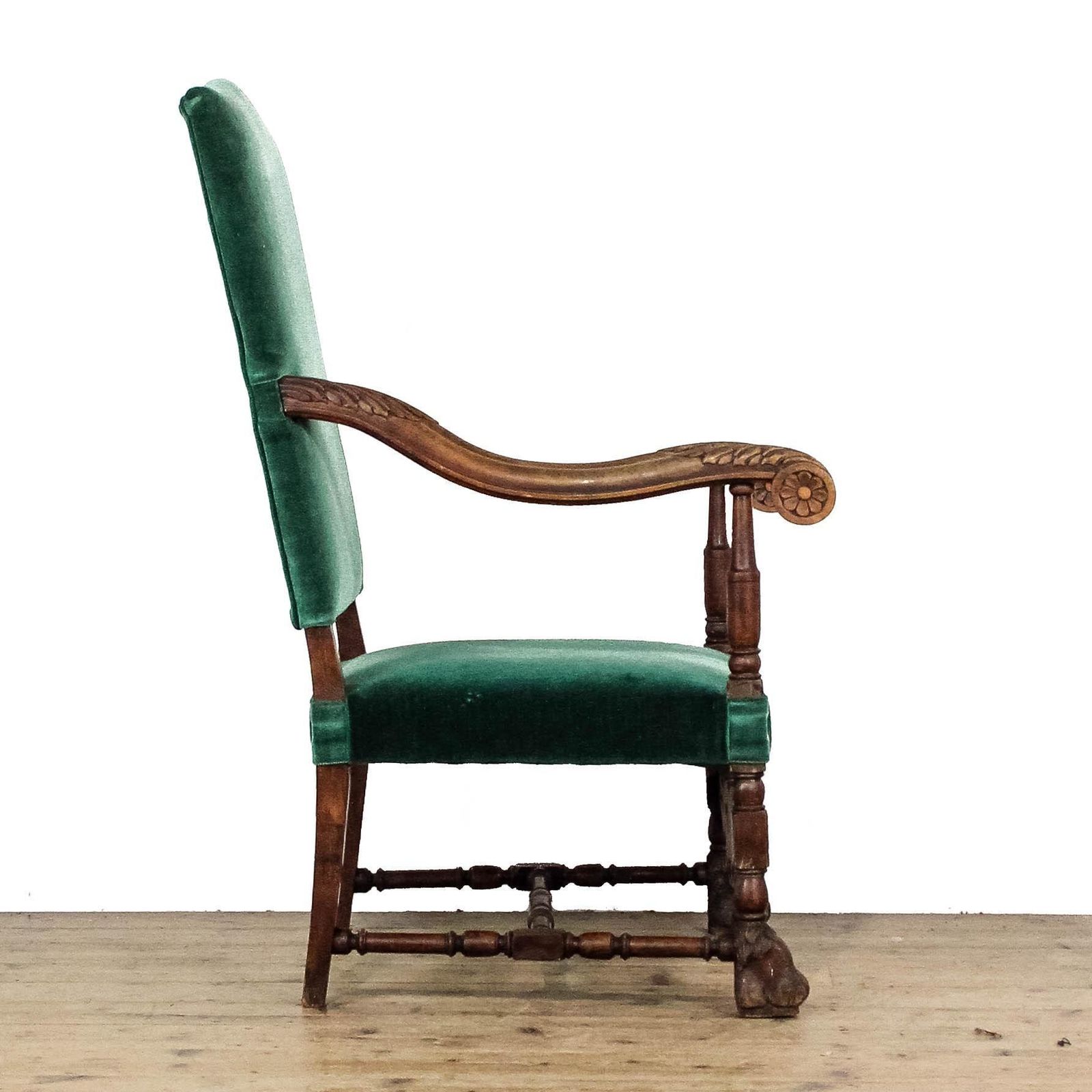 Antique Victorian Green Upholstered Armchair photo vinterior