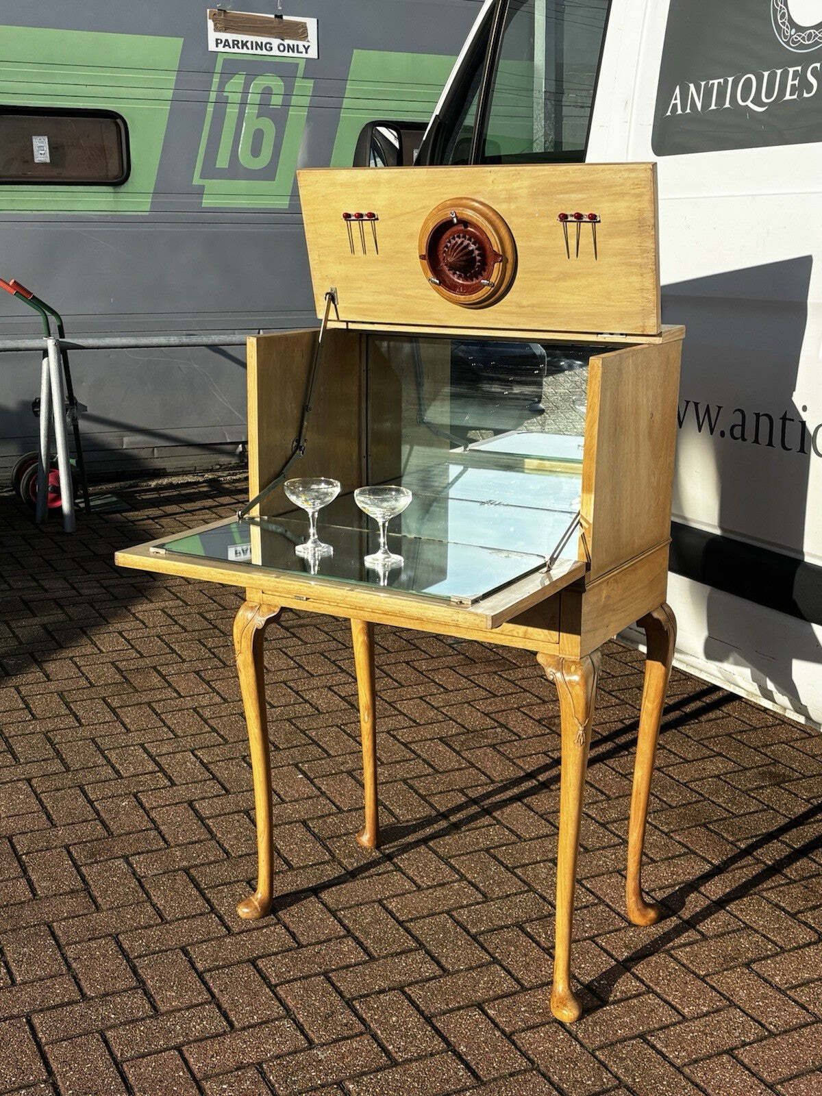 Original Art Deco Birds Eye Maple Cocktail Cabinet With Fitted Interior & Drawer photo furniture