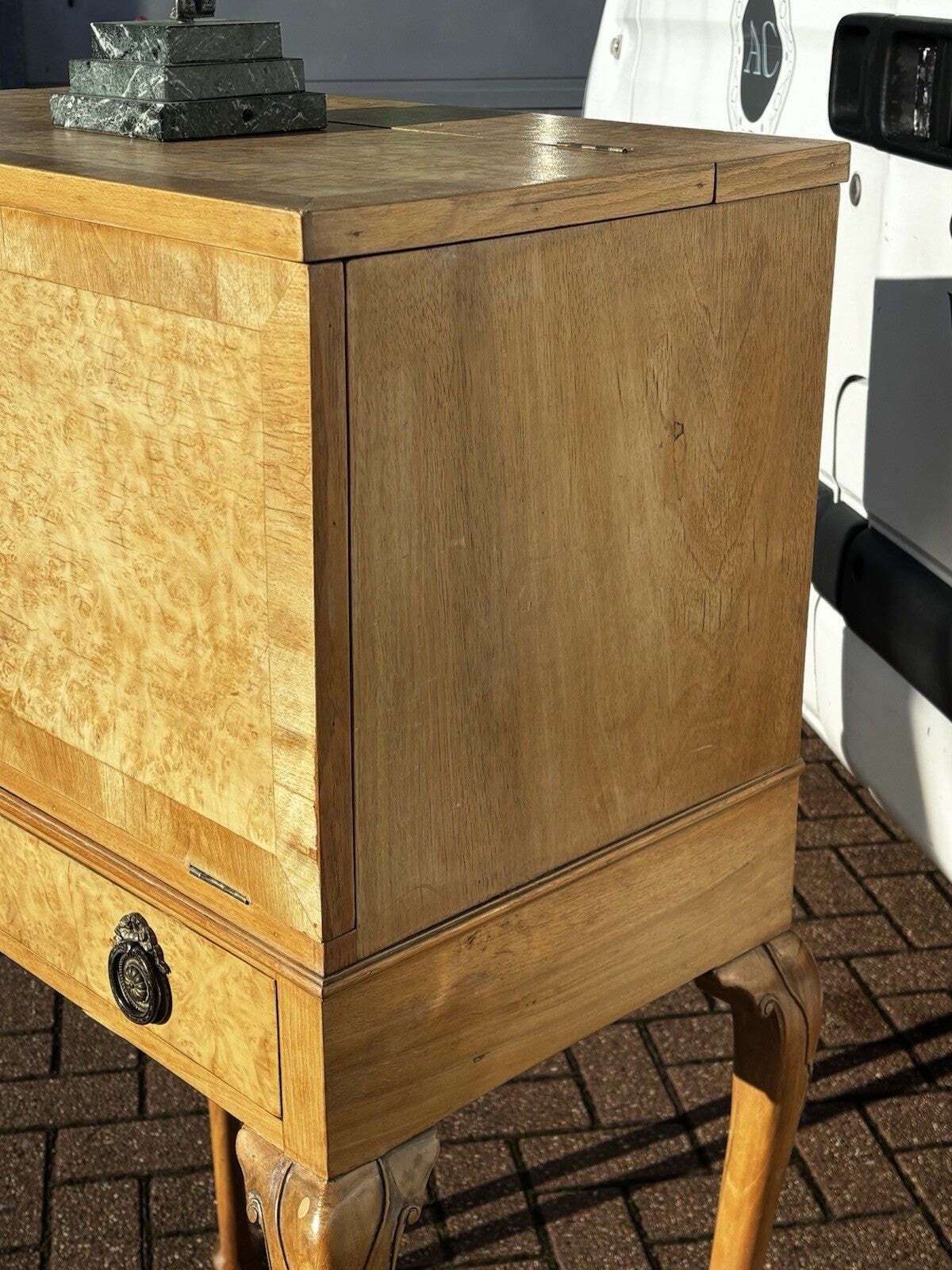 Original Art Deco Birds Eye Maple Cocktail Cabinet With Fitted Interior & Drawer photo vinterior