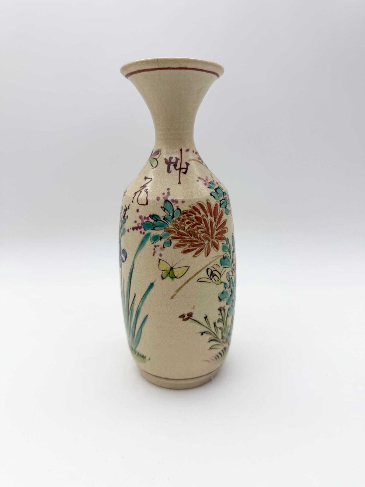 Antique Japanese Satsuma Vase, Small Hand Painted Satsuma Vase 1800s photo for sale