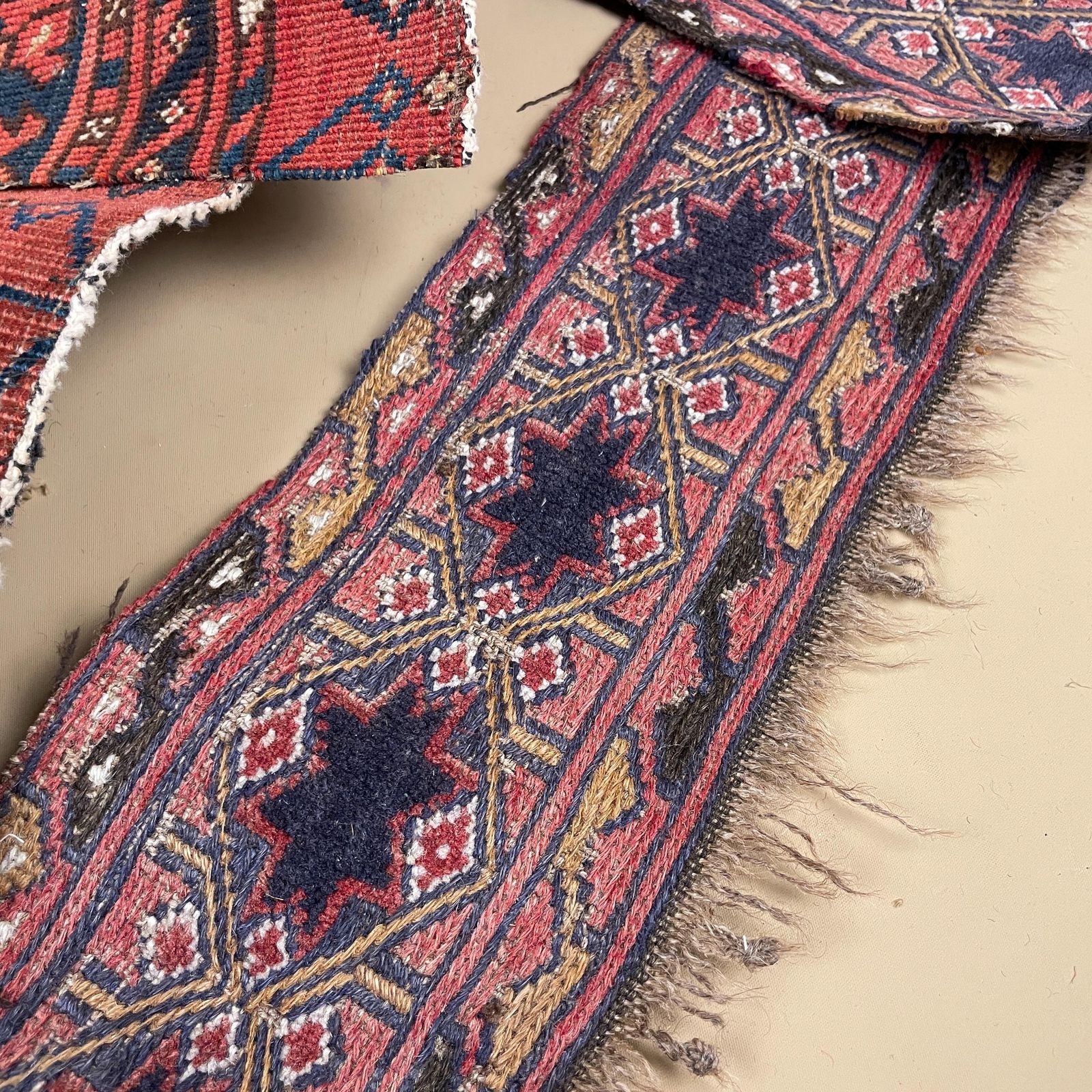 Pile Of Random Carpet Fabrics Upholstery Pattern Tapestry Craft Project Vintage Fabric Woven Patterned England Kilim Woven Wool photo Textiles
