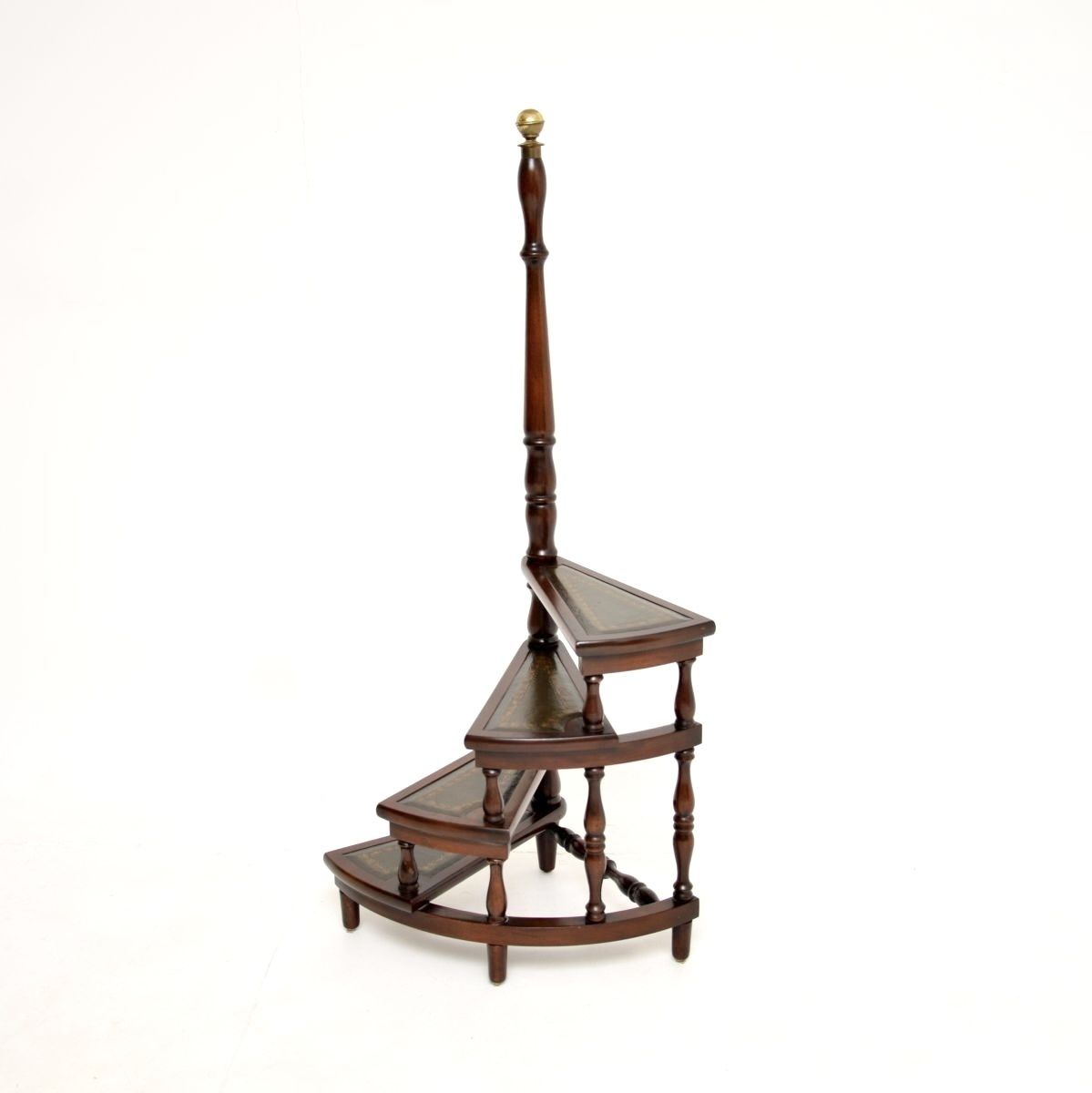 Antique Mahogany And Leather Library Steps photo furniture