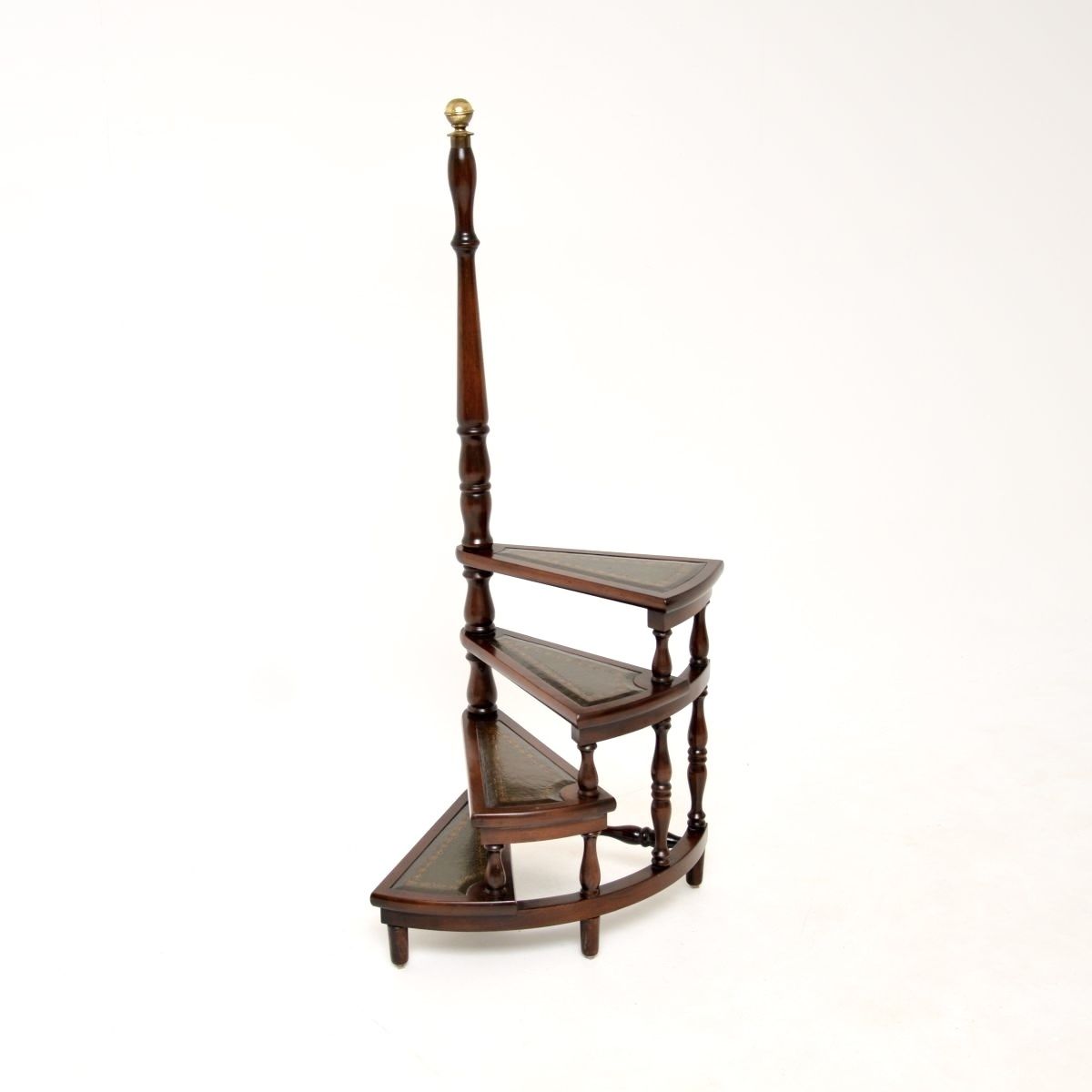 Antique Mahogany And Leather Library Steps photo for sale