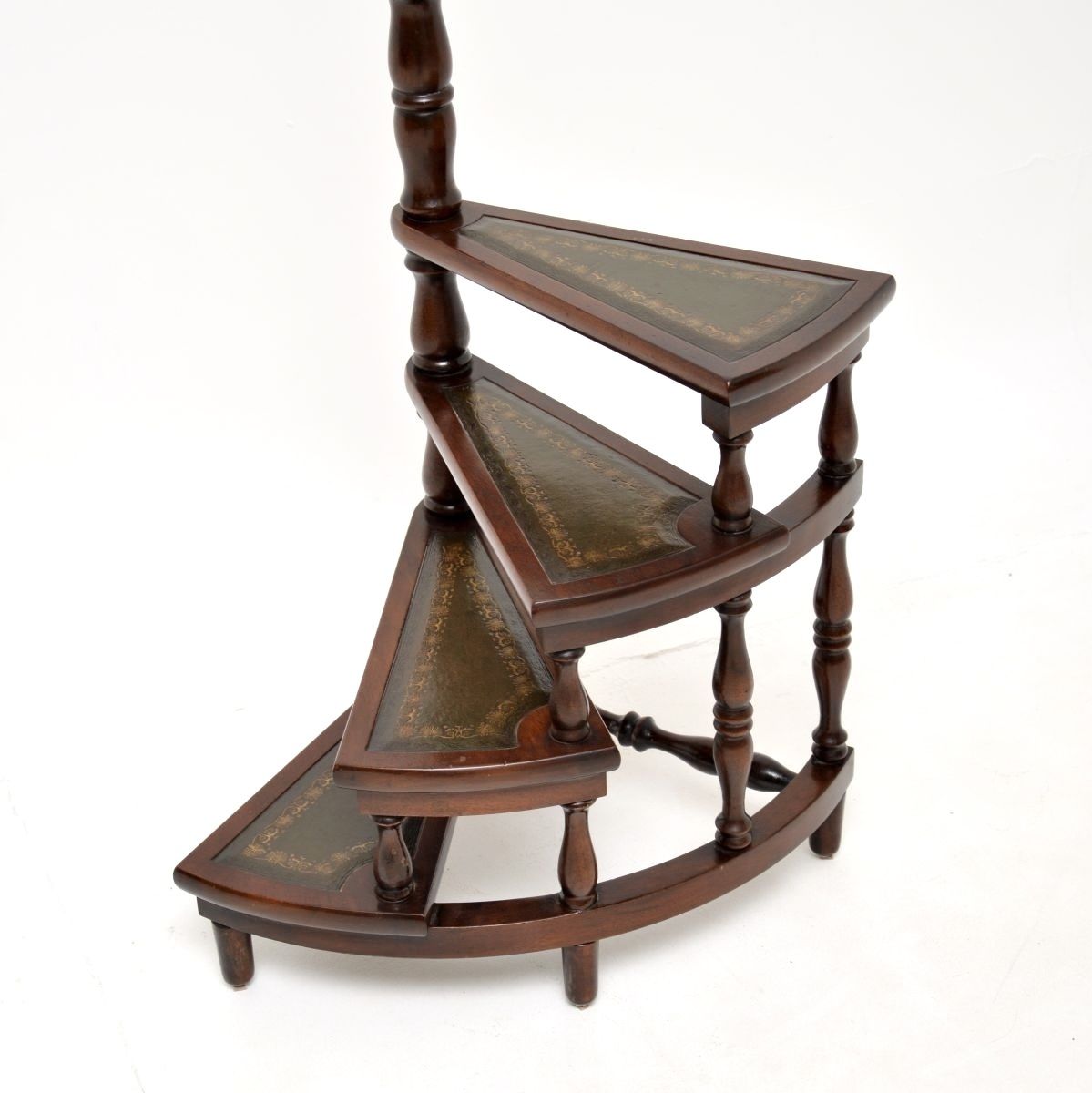 Antique Mahogany And Leather Library Steps photo Home Decor