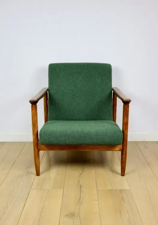 Gfm 142 Armchair, Designed By Edmund Homa From The 1970s, Green Bouclé   2 Pieces Available photo for sale