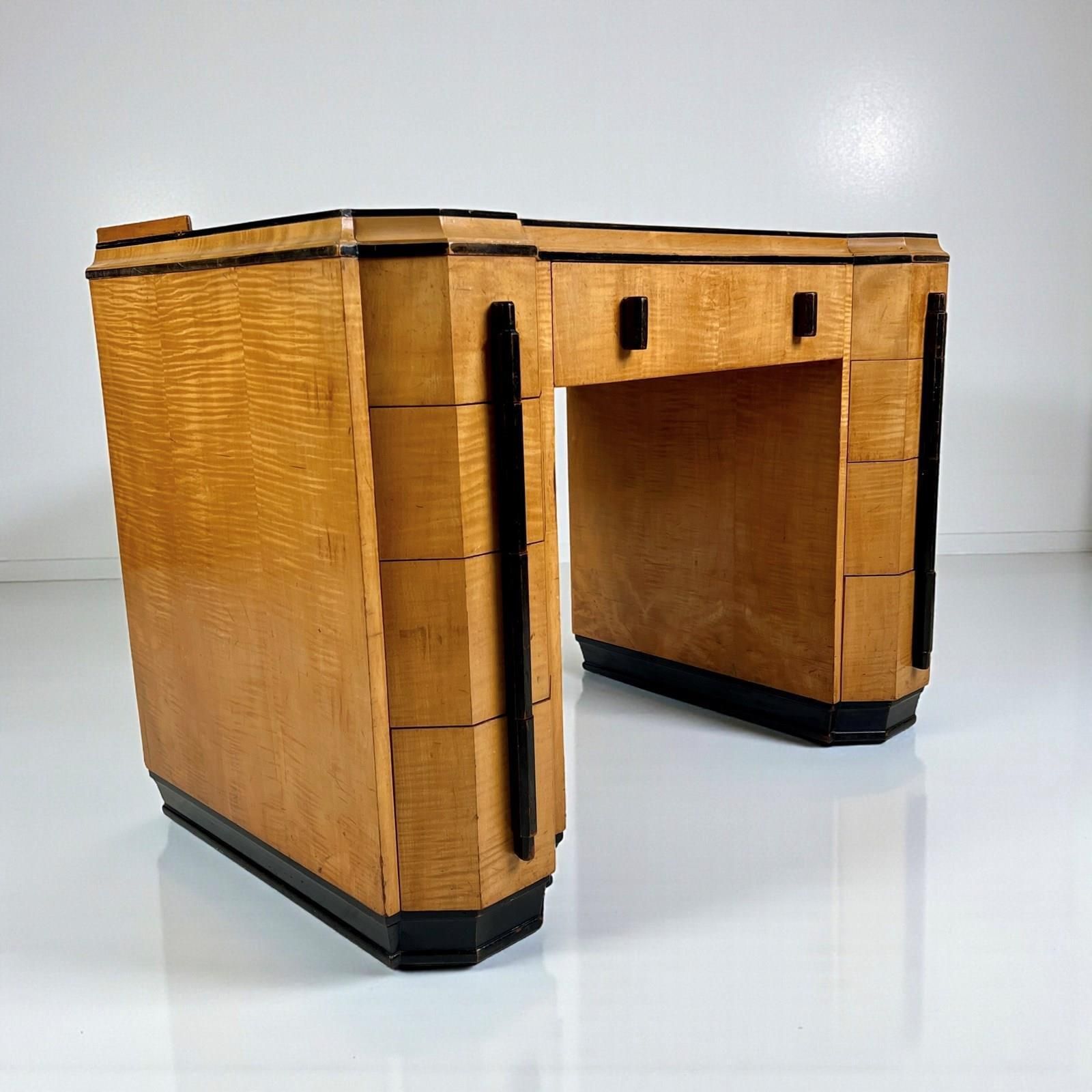 Art Deco Desk Attributed To Heal’s, London – Satin Birchwood photo furniture