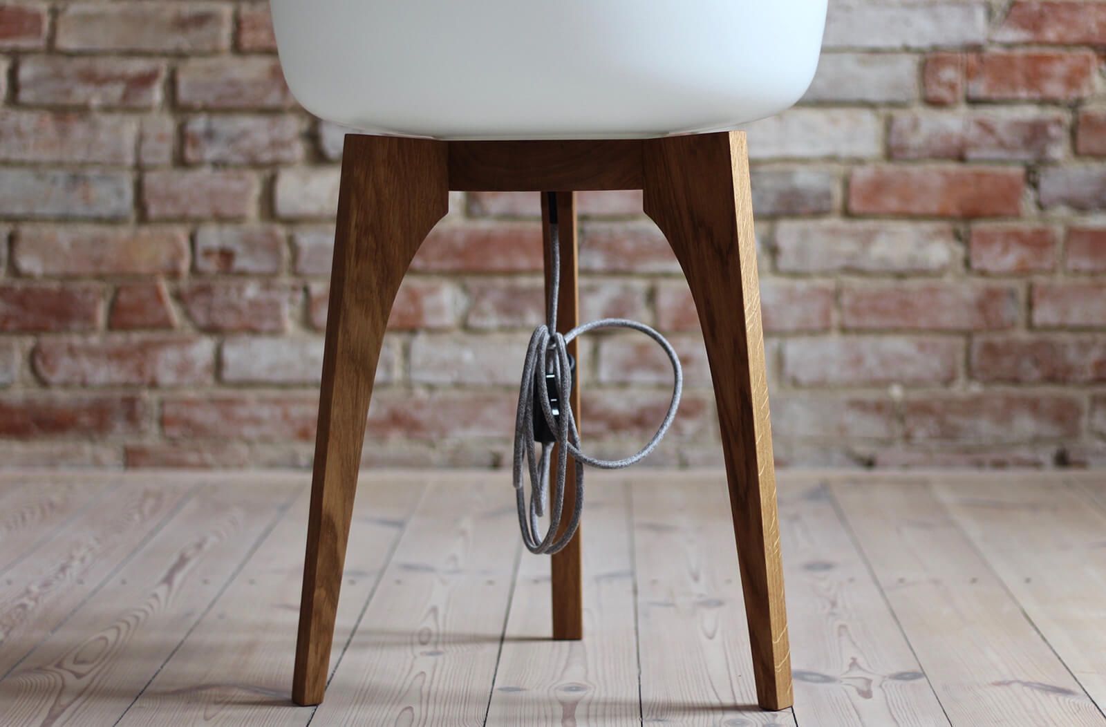 Space Age Floor Lamp, White Glass Lampshade, Wooden Tripod Base, Czech Republic, 1960s photo for sale