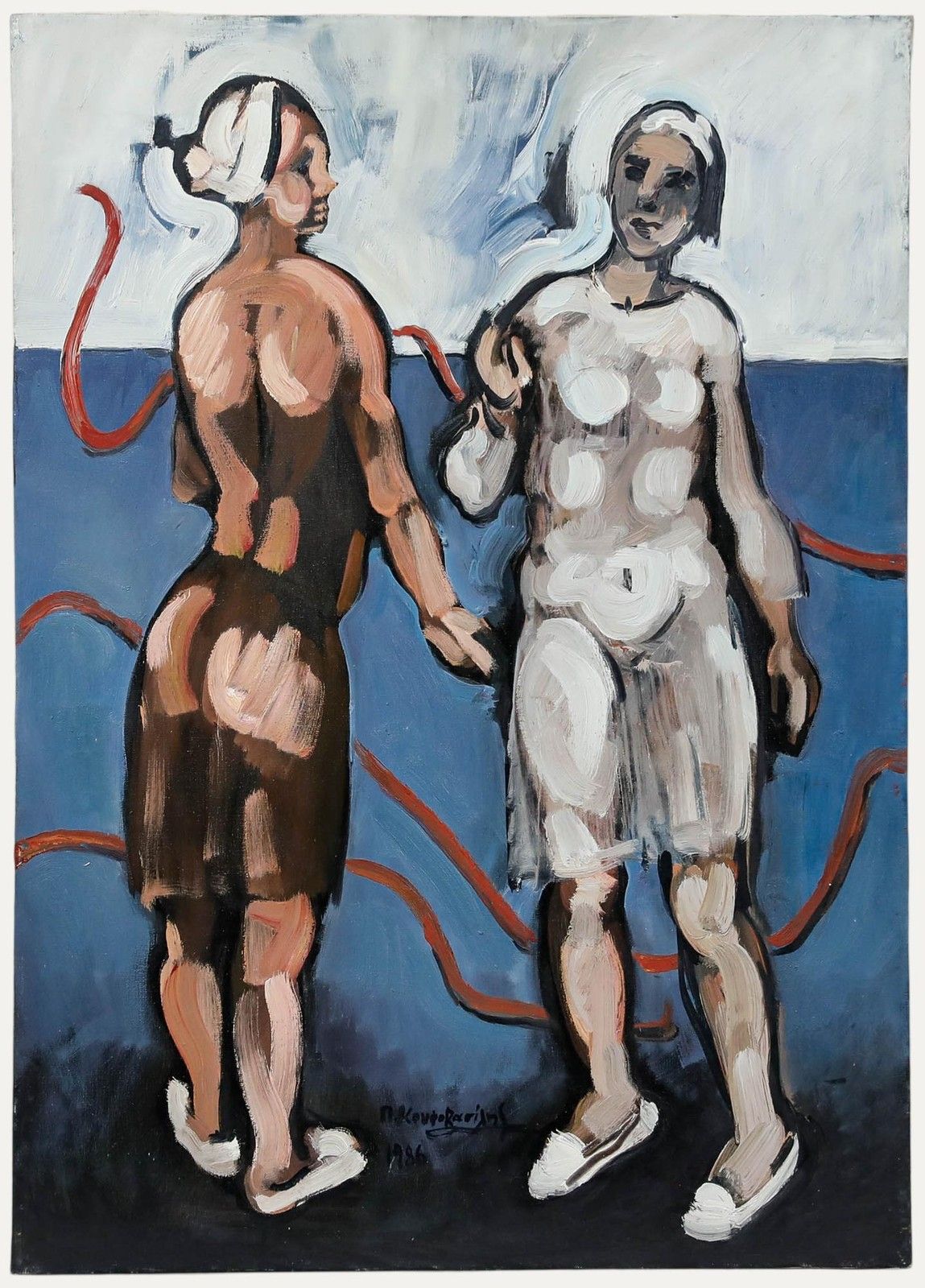 Petros Koufovassilis (B.1949) 1986 Oil, Red Ribbon