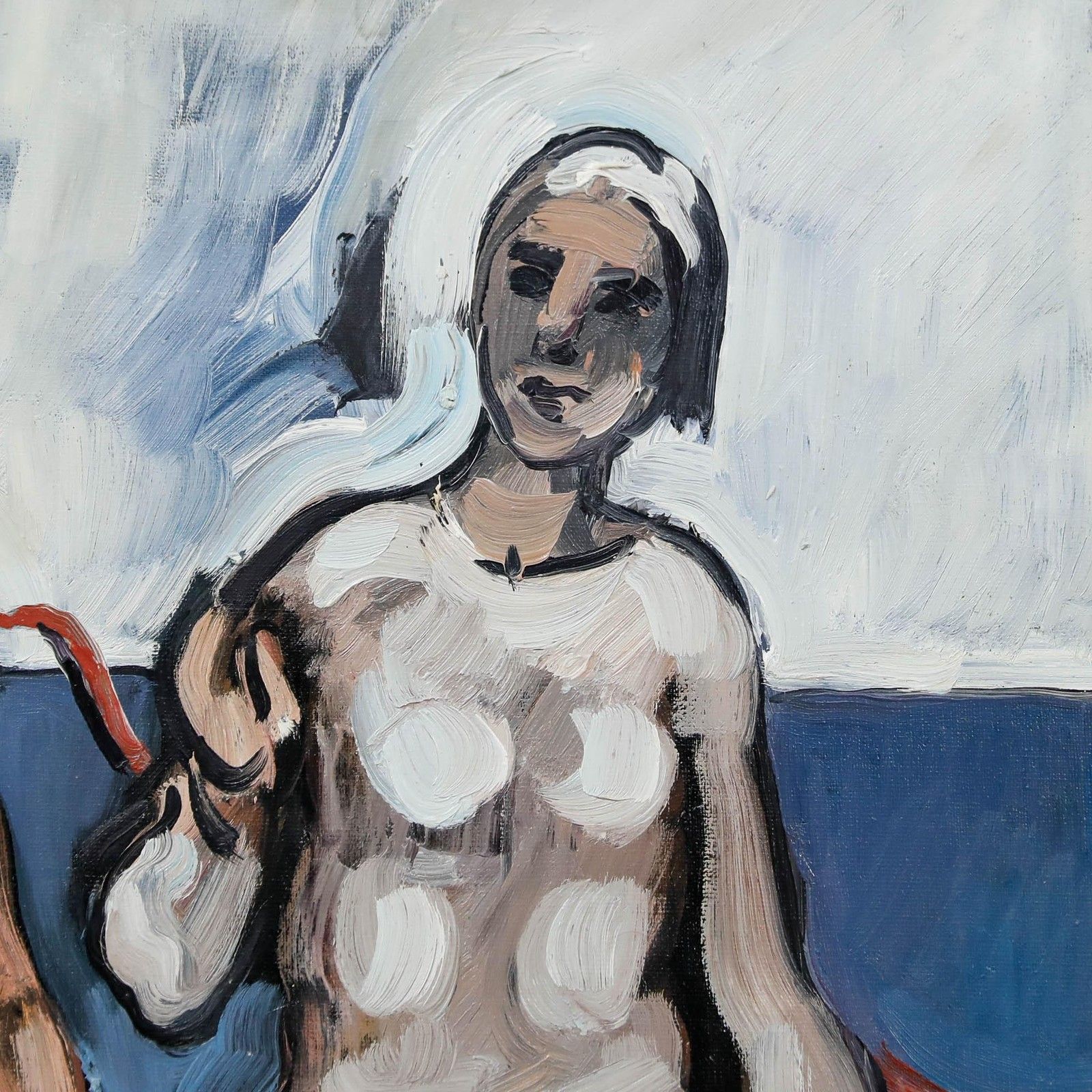 Petros Koufovassilis (B.1949) 1986 Oil, Red Ribbon photo Art