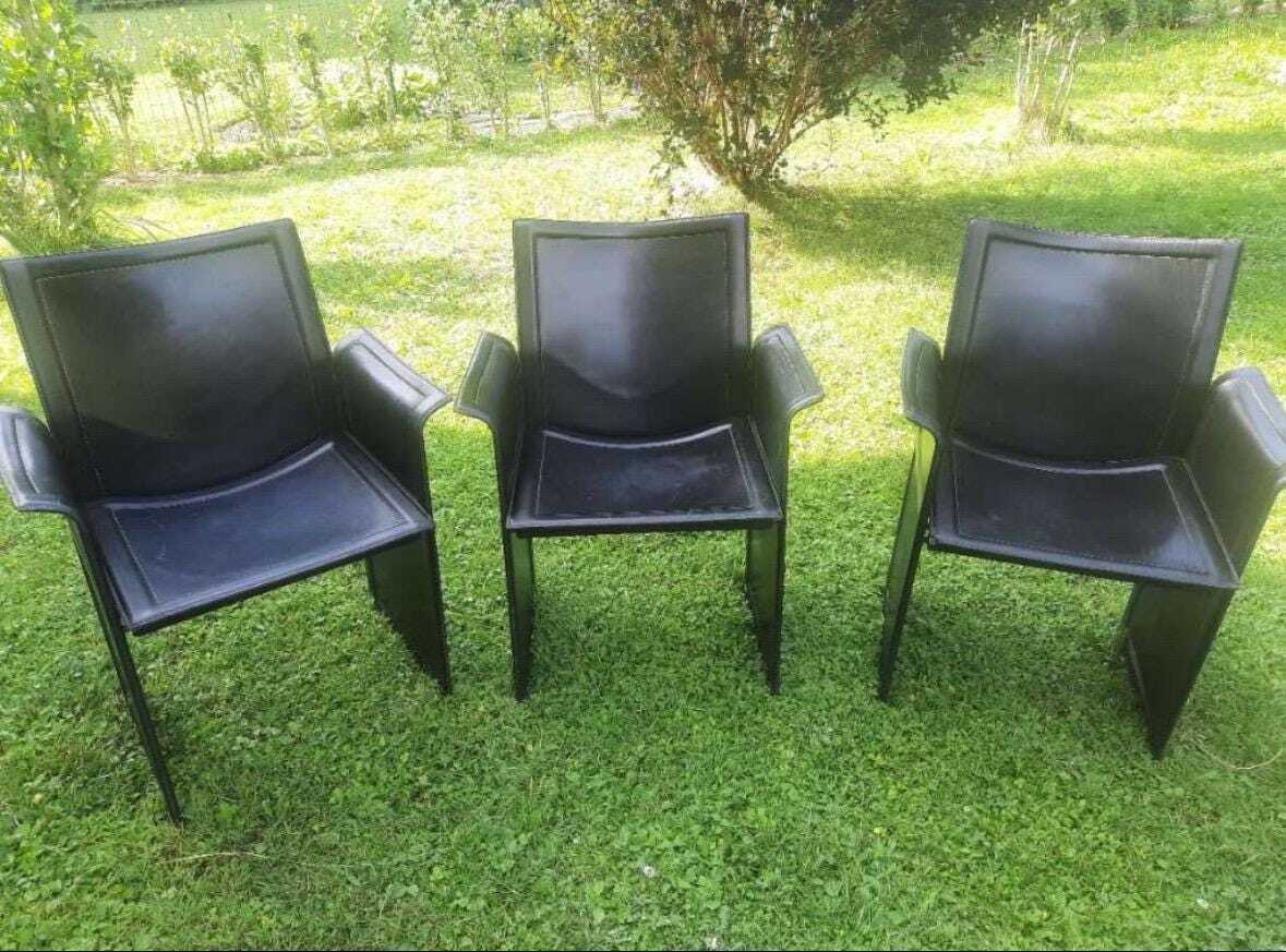 photo vinterior 1 Of 6 Korium Chairs In Black Leather, Tito Agnoli For Matteo Grassi, 1980s, Designer Chairs , Vintage Furniture