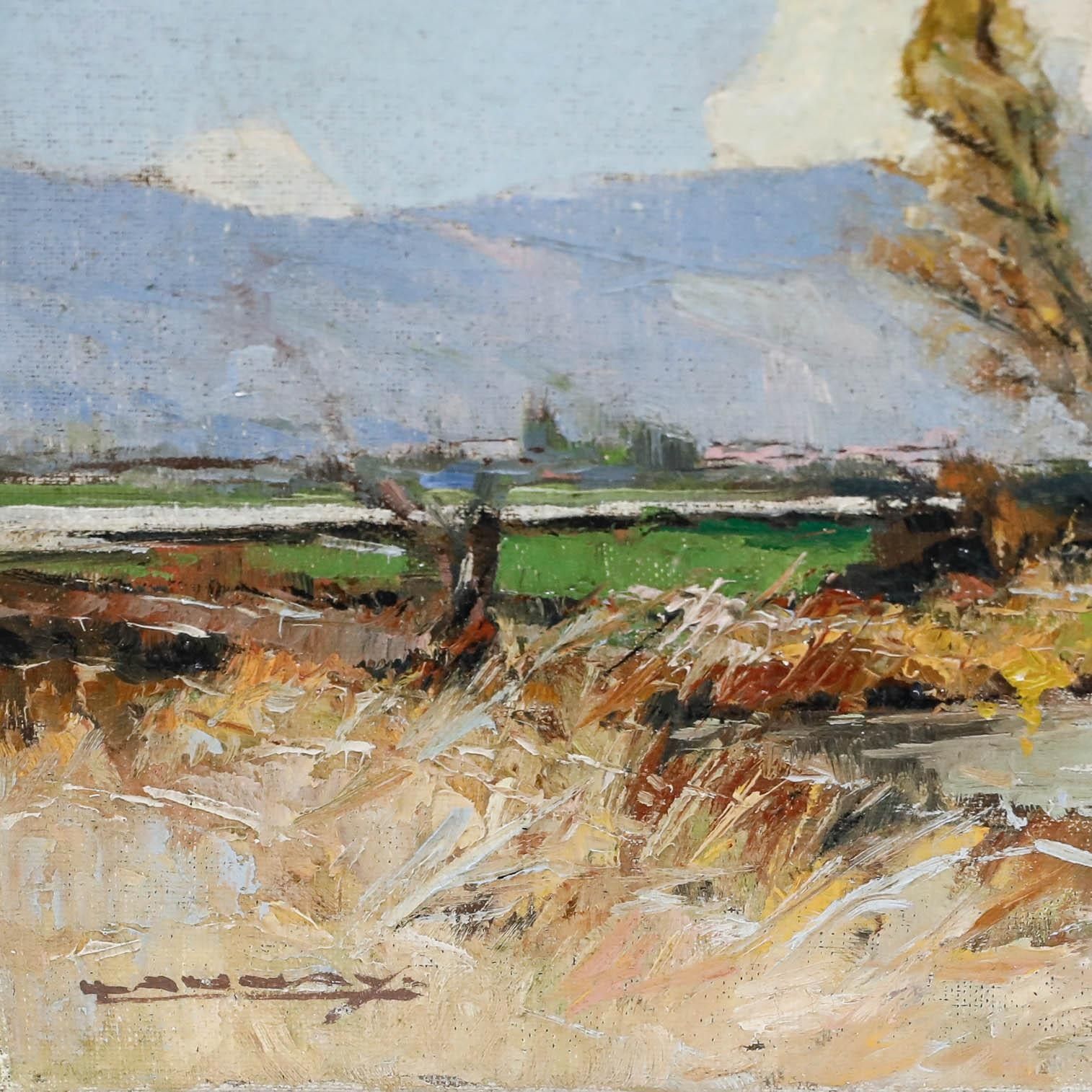Leon Launay (1890 1956) Early 20th Century Oil, View In Bozel, France photo vinterior