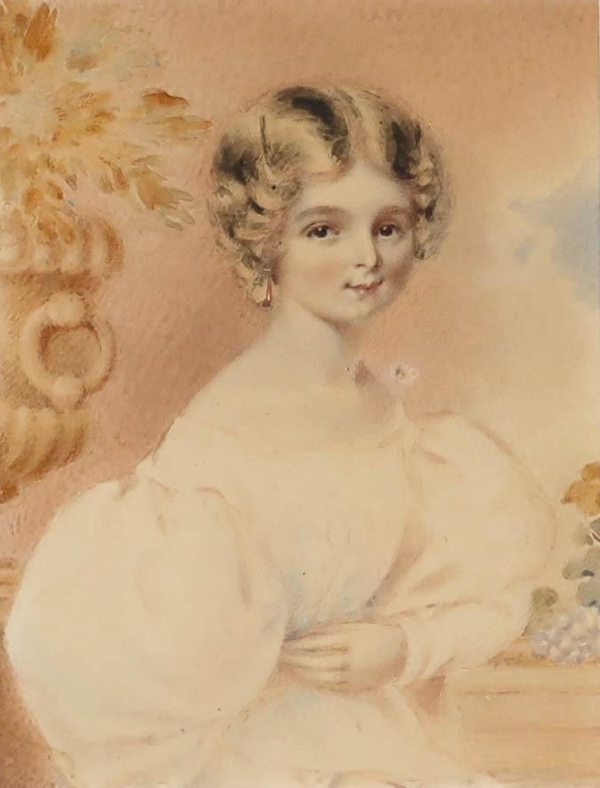 Attrib. Elizabeth Walker (1800 1876) Watercolour, Portrait Of A Regancy Girl photo furniture