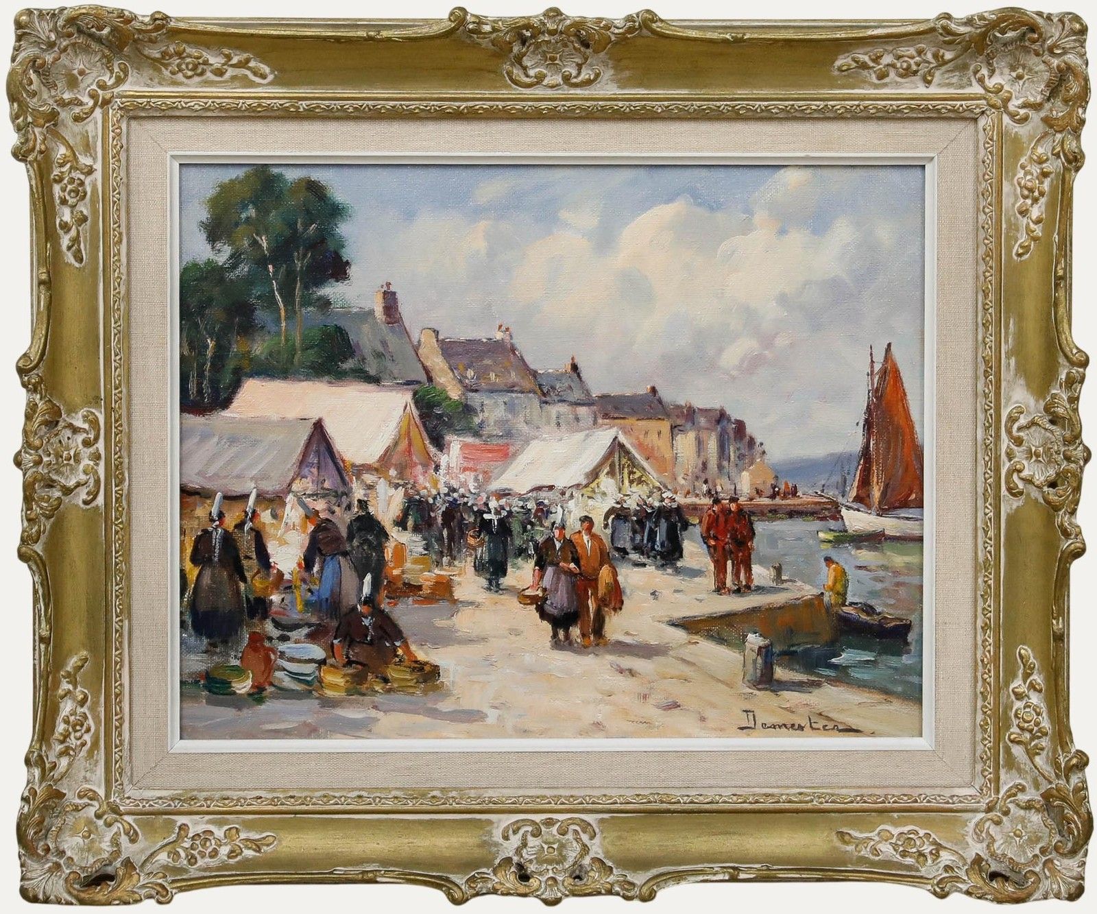 Eugene Demester (1914 1984) Mid 20th Century Oil, Loctudy, France