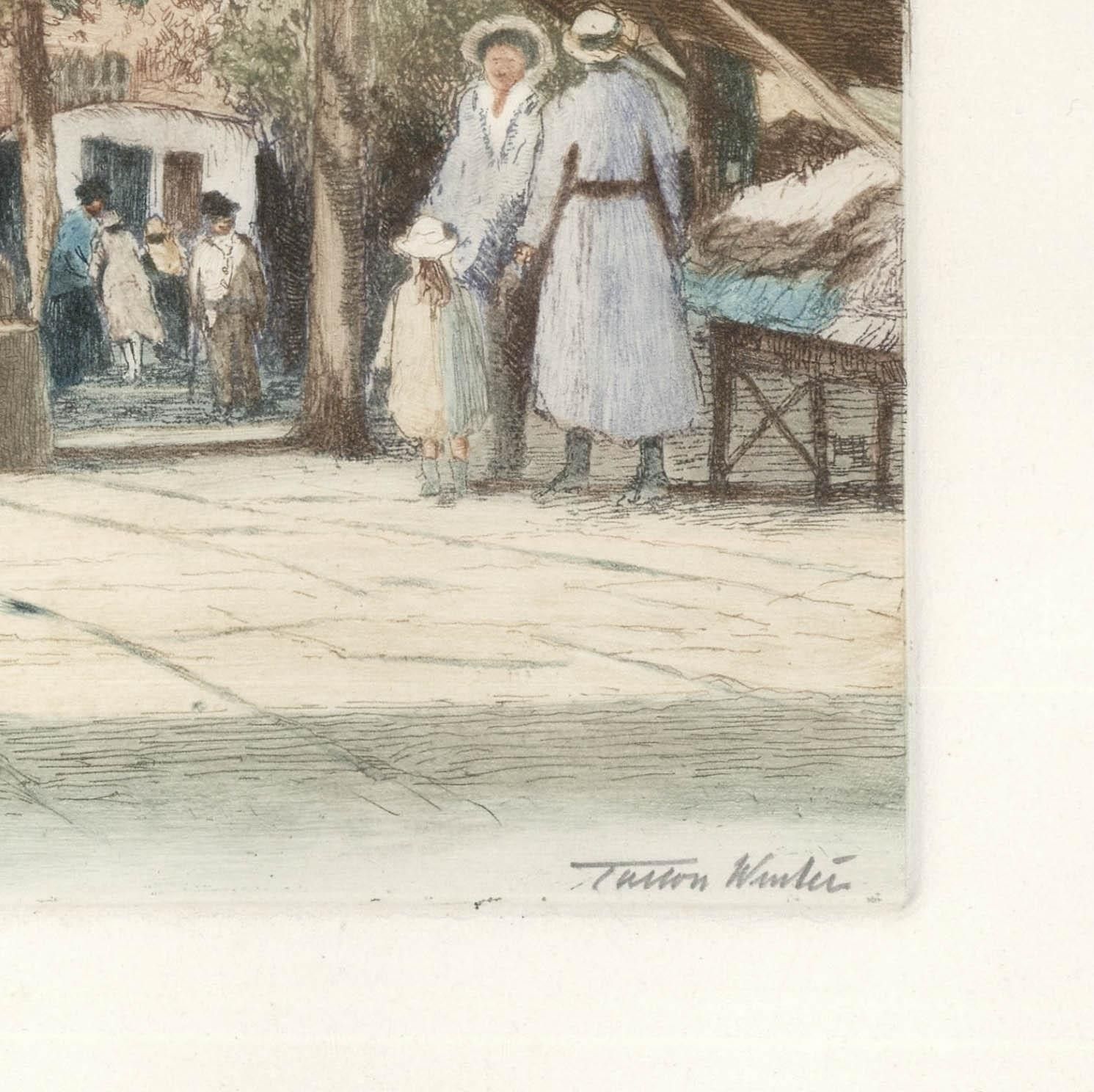 William Tatton Winter (1855 1928) Early 20th Century Etching, Salisbury Market photo Art
