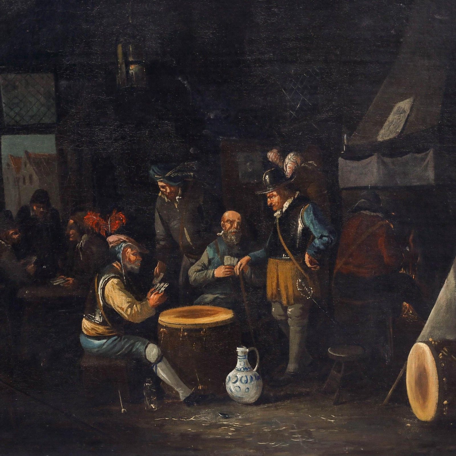Style Of Adriaen Van Ostade (1610 1685) 19th Century Oil, Playing Cards photo Art