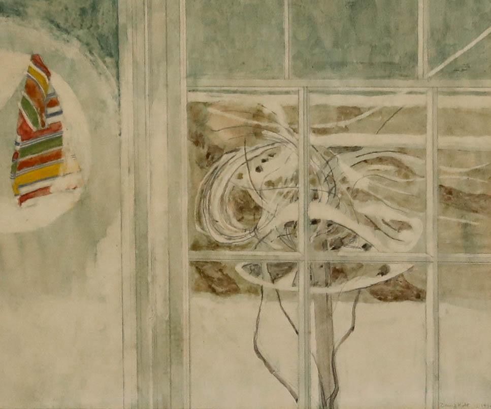 David Holt (1928 2014) Framed 1970 Watercolour, Looking Out The Window photo furniture