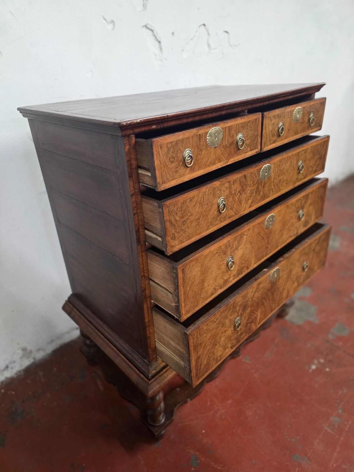 photo for sale Antique Burr Walnut Queen Anne Chest On Stand 1710.