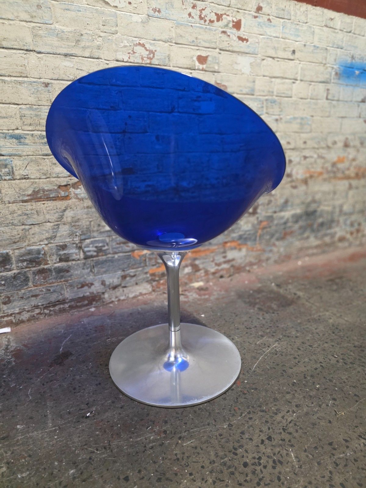 photo for sale Pair Of Kartell Eros Swivel Armchairs In Blue Designed By Philippe Starck