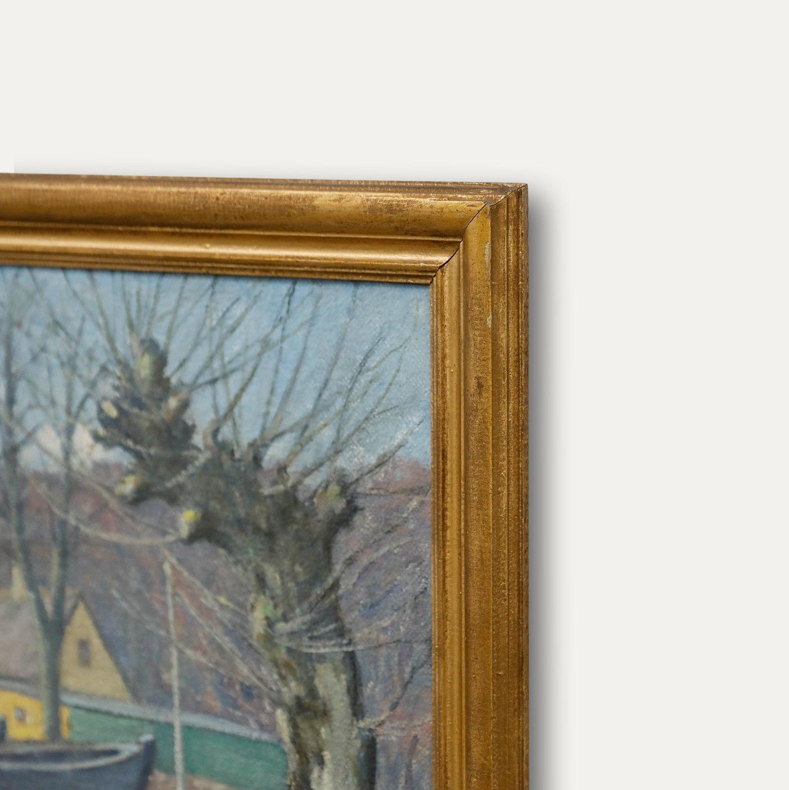 Aage Frikke (1884 1972) Danish School Mid 20th Century Oil, Boats By The Shore photo 325.0