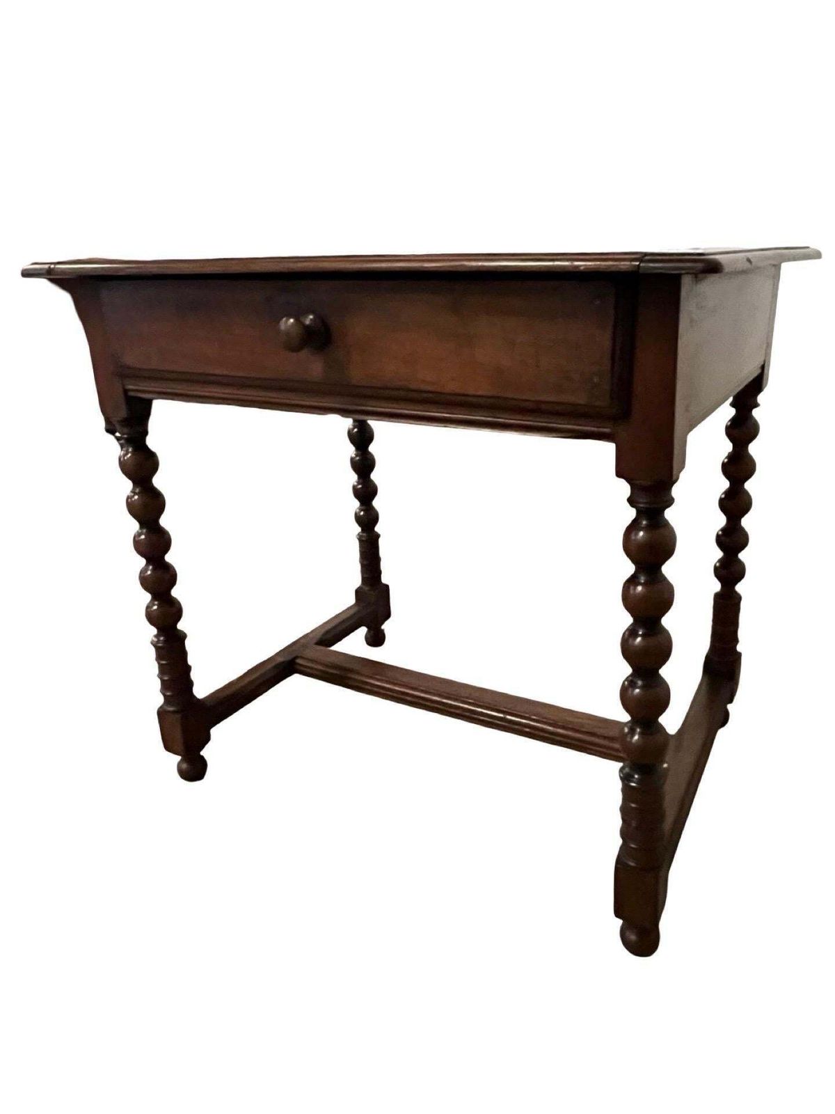 18th Century Italian Walnut Louis XIV Side Table With Bobbin Legs photo furniture