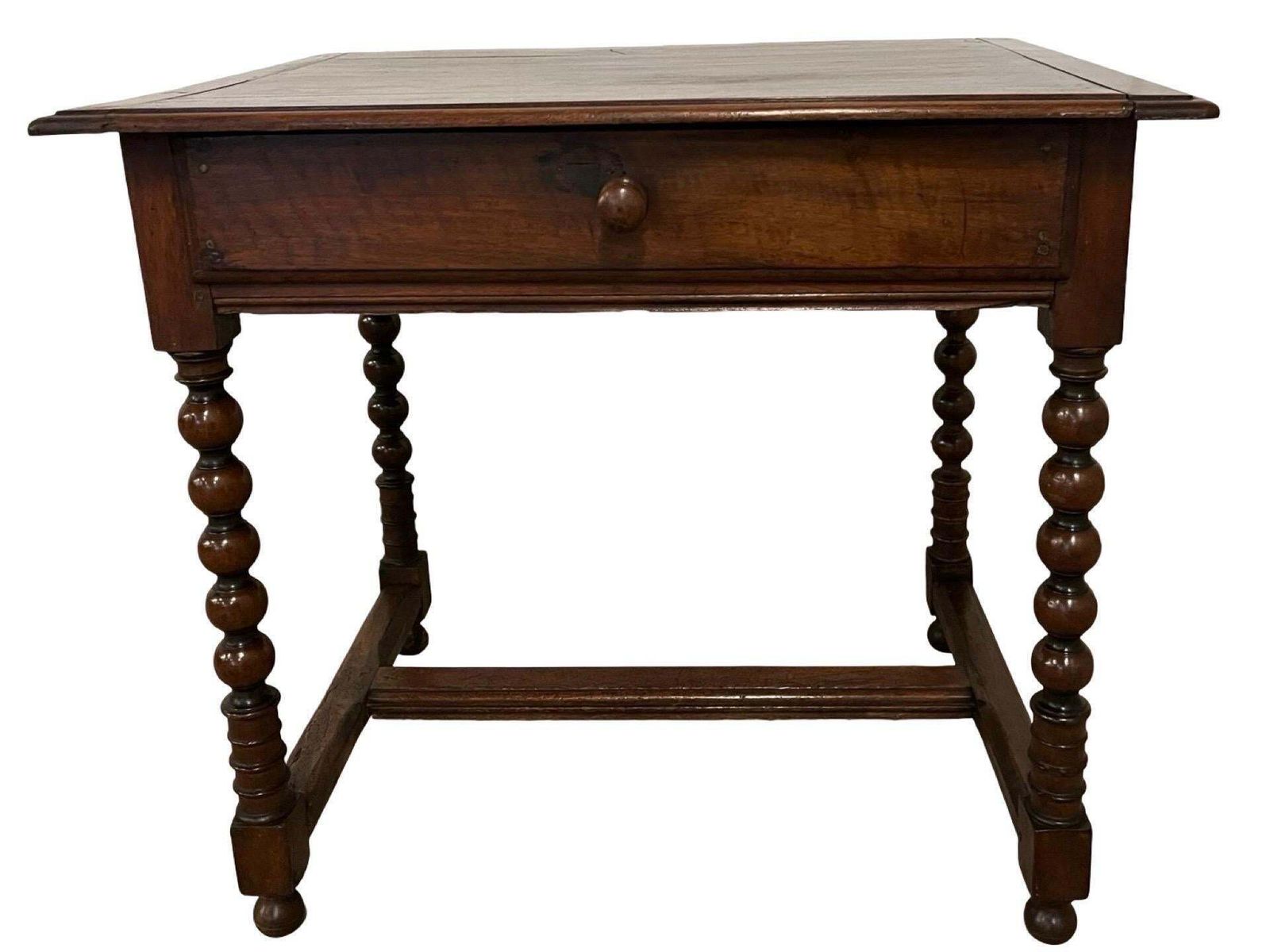 18th Century Italian Walnut Louis XIV Side Table With Bobbin Legs photo vinterior