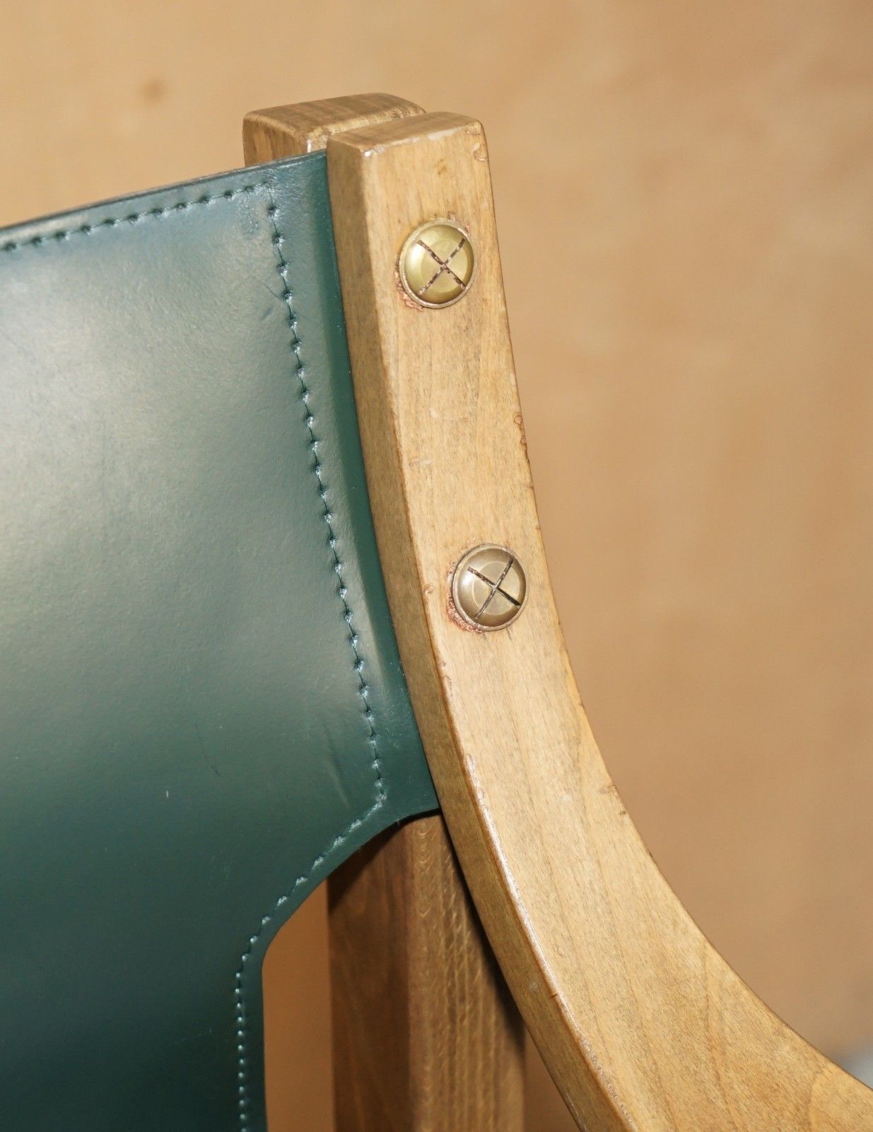 Suite Of Four Rrp £5,240 Old Livoni Walnut Framed Green Saddle Leather Armchairs photo buy