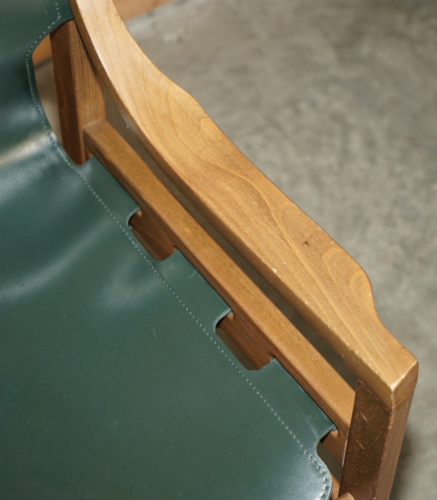 photo for sale Suite Of Four Rrp £5,240 Old Livoni Walnut Framed Green Saddle Leather Armchairs