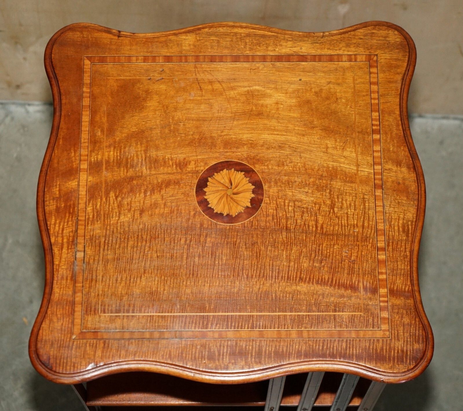 Fine Antique Sheraton Walnut, Satinwood & Porcelain Revolving Bookcase Table photo Furniture